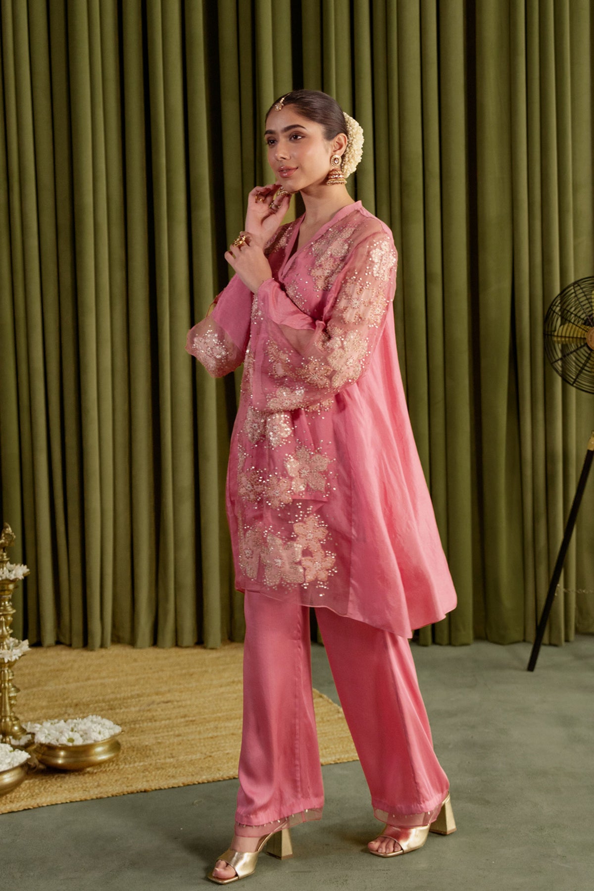Rose Pink Floral Kurta Set