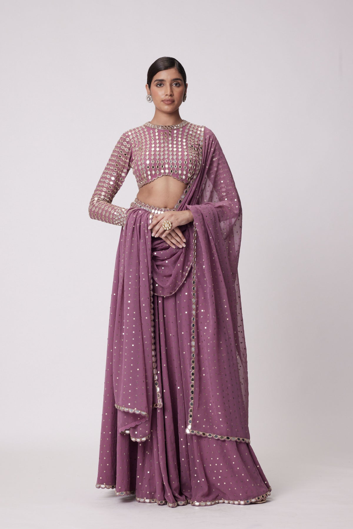 Mud Mauve Lehenga Pants Set