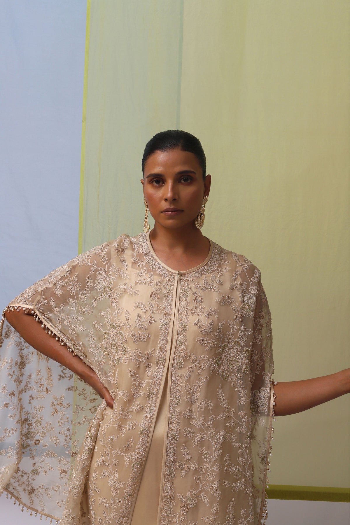 Beige Reeha Cape Set