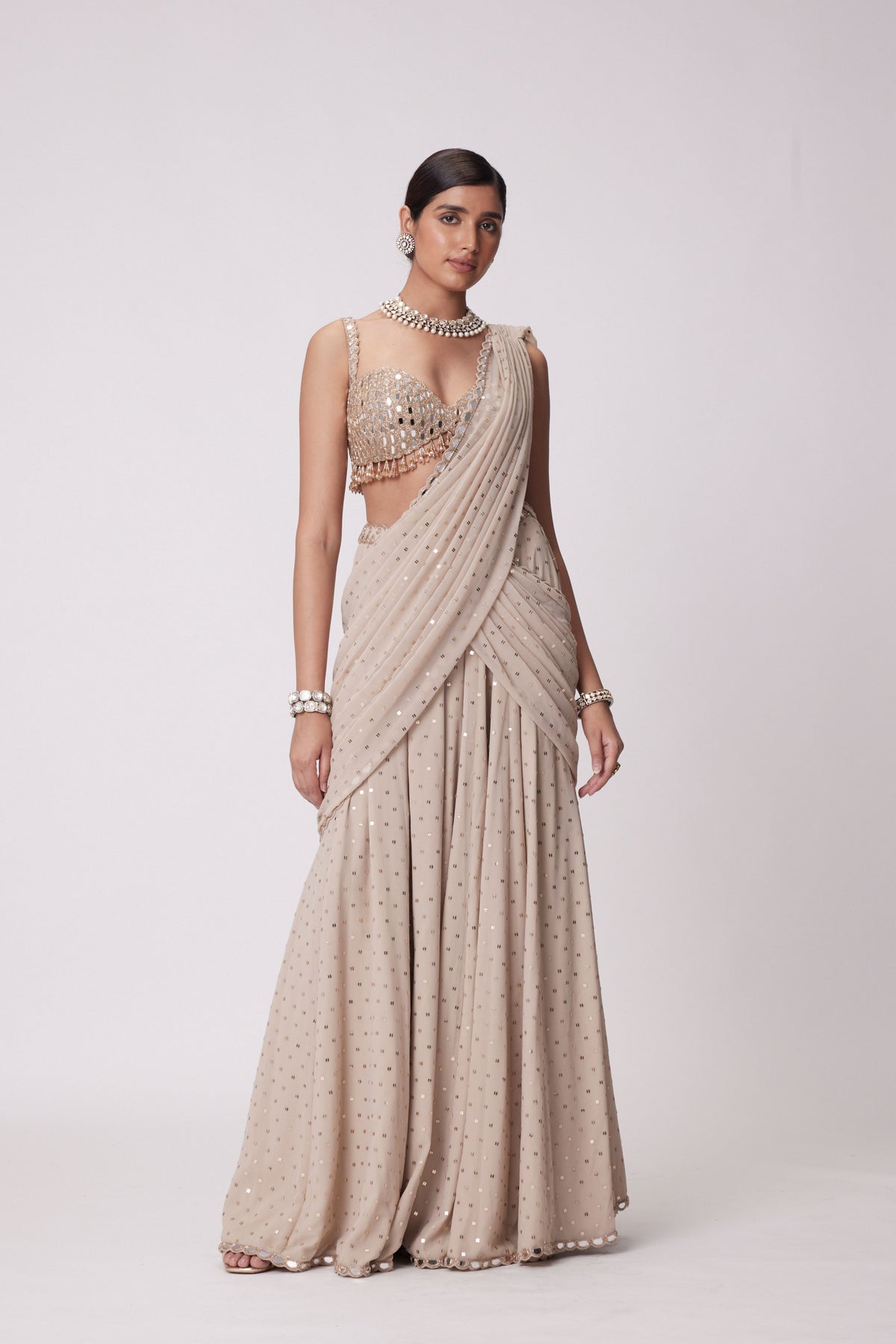 Light Beige Saree Set