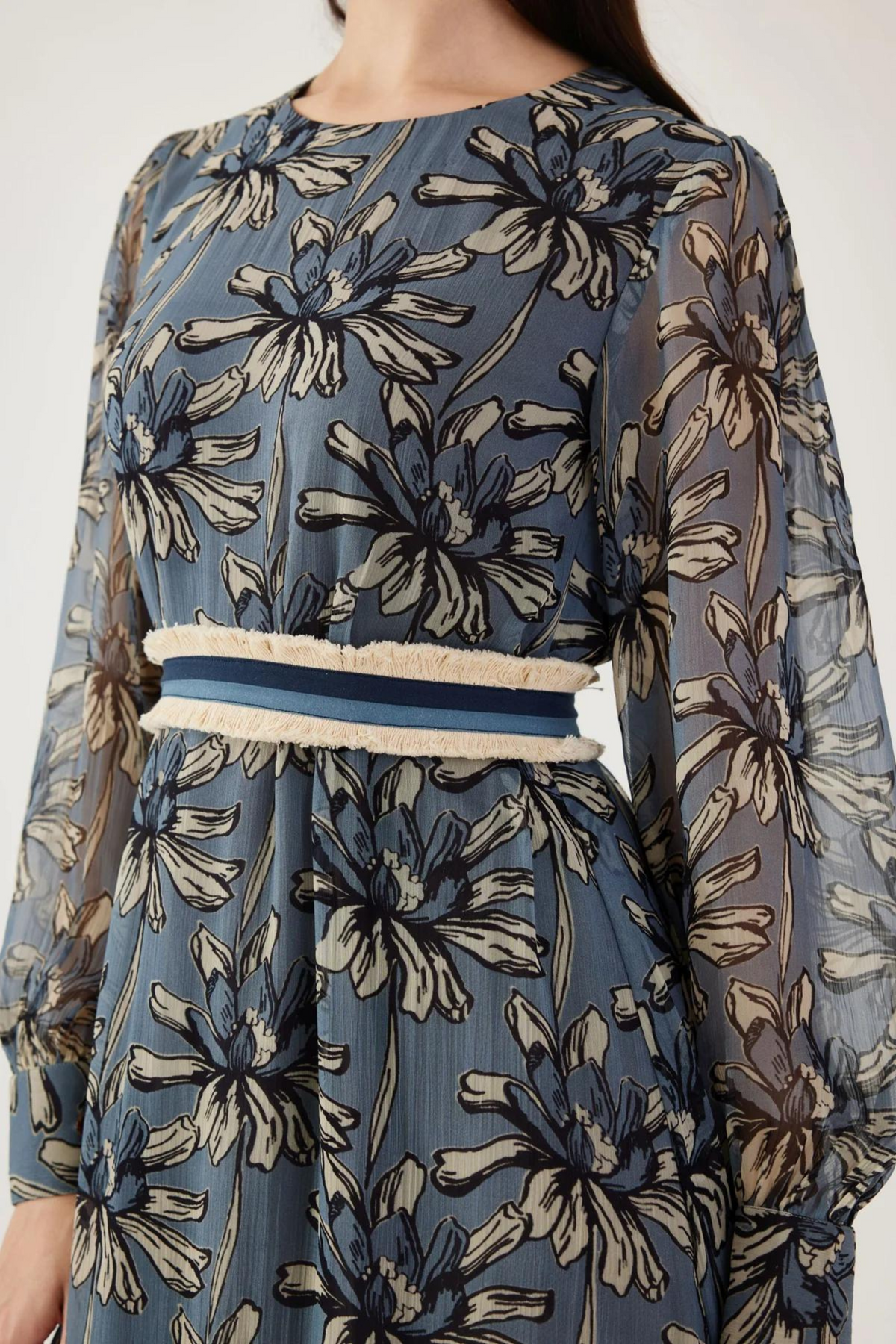 Blue and Cream Floral Dress