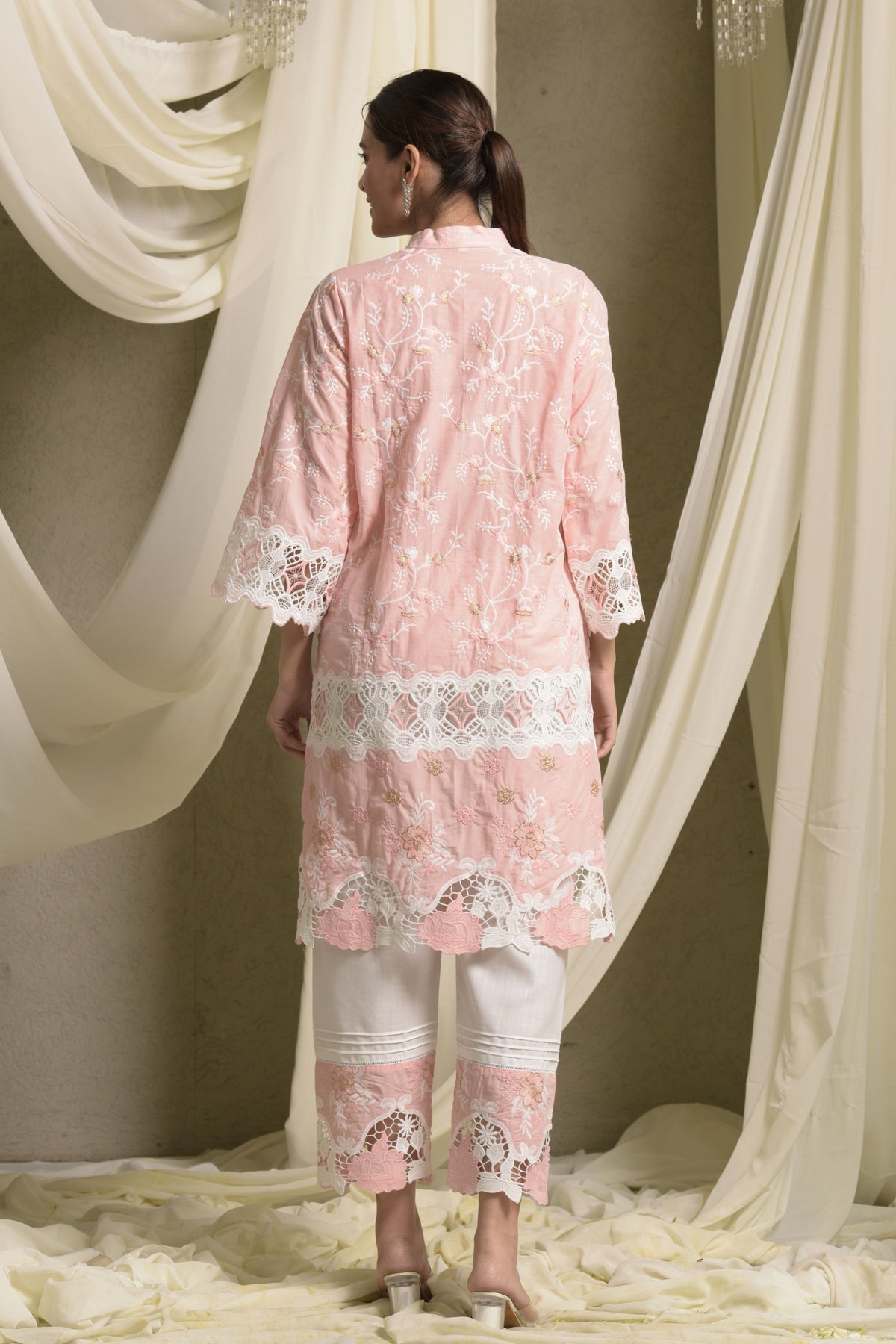 Myra Mesh Peach Kurta Set