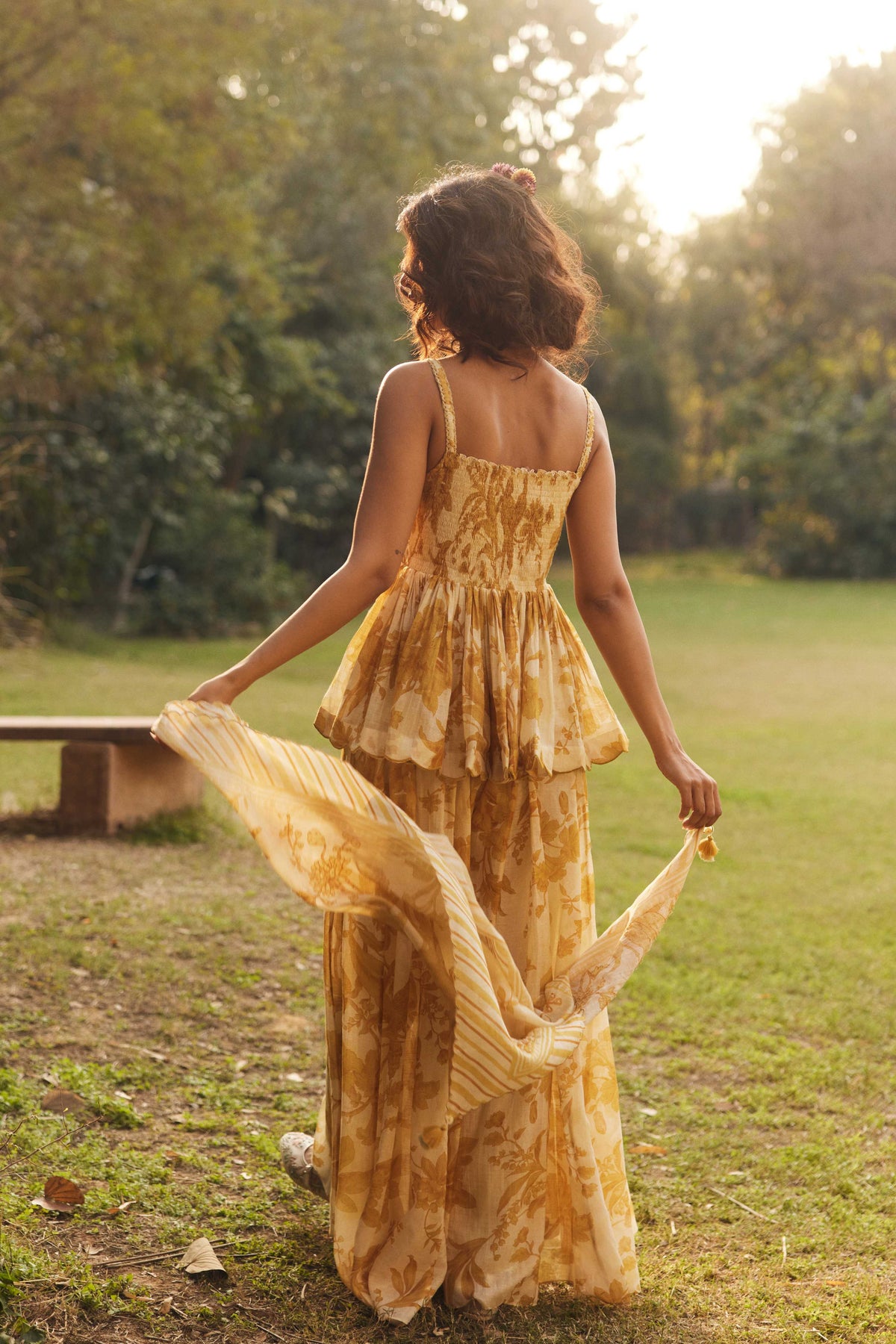 Golden Yellow Anya Peplum Set