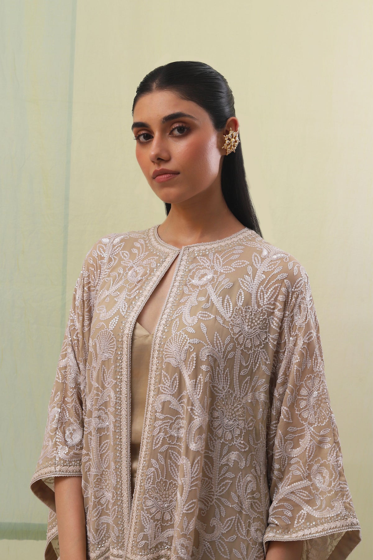 Beige Myra Cape Set
