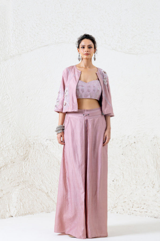 Pinnacle by Shruti Sancheti - Onion Pink Jacket Set - Elahe Pinnacle by Shruti Sancheti - Onion Pink Jacket Set - Elahe