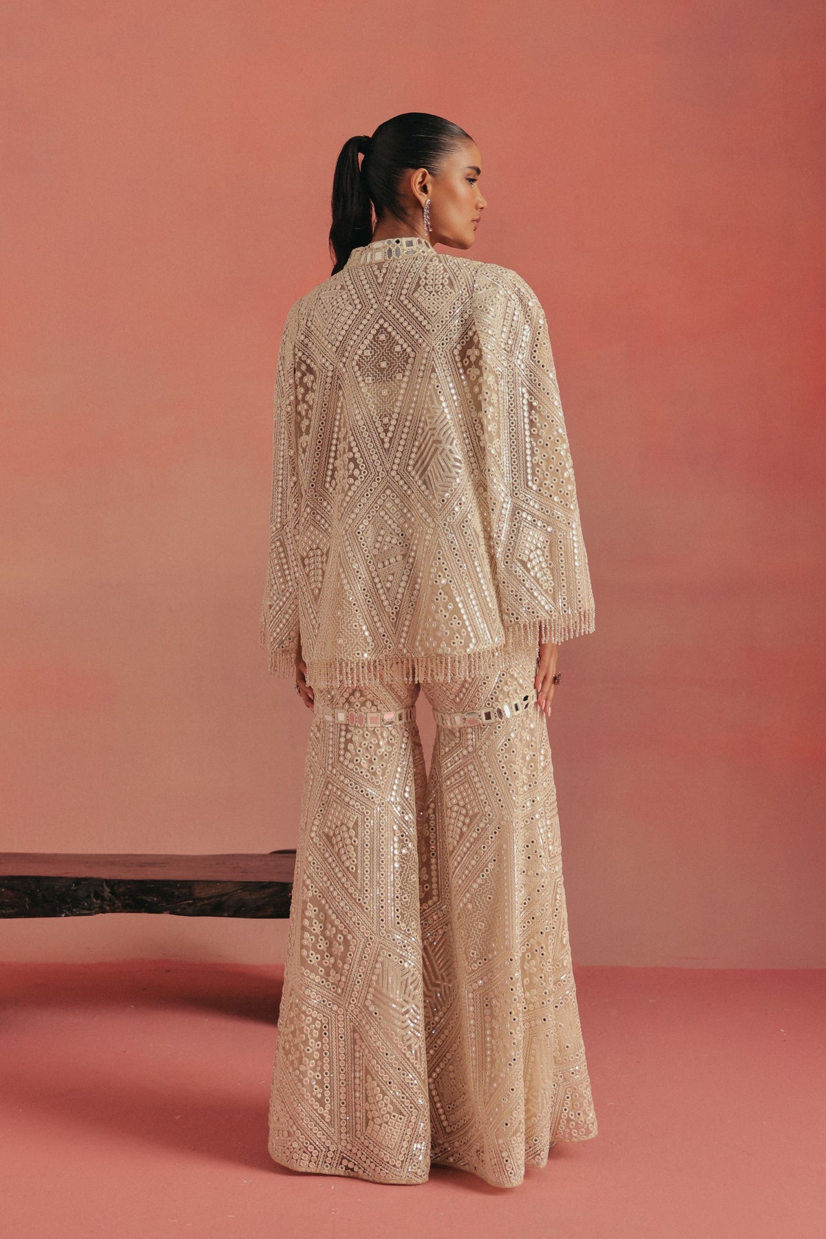 Mirror Work Cape Sharara Set