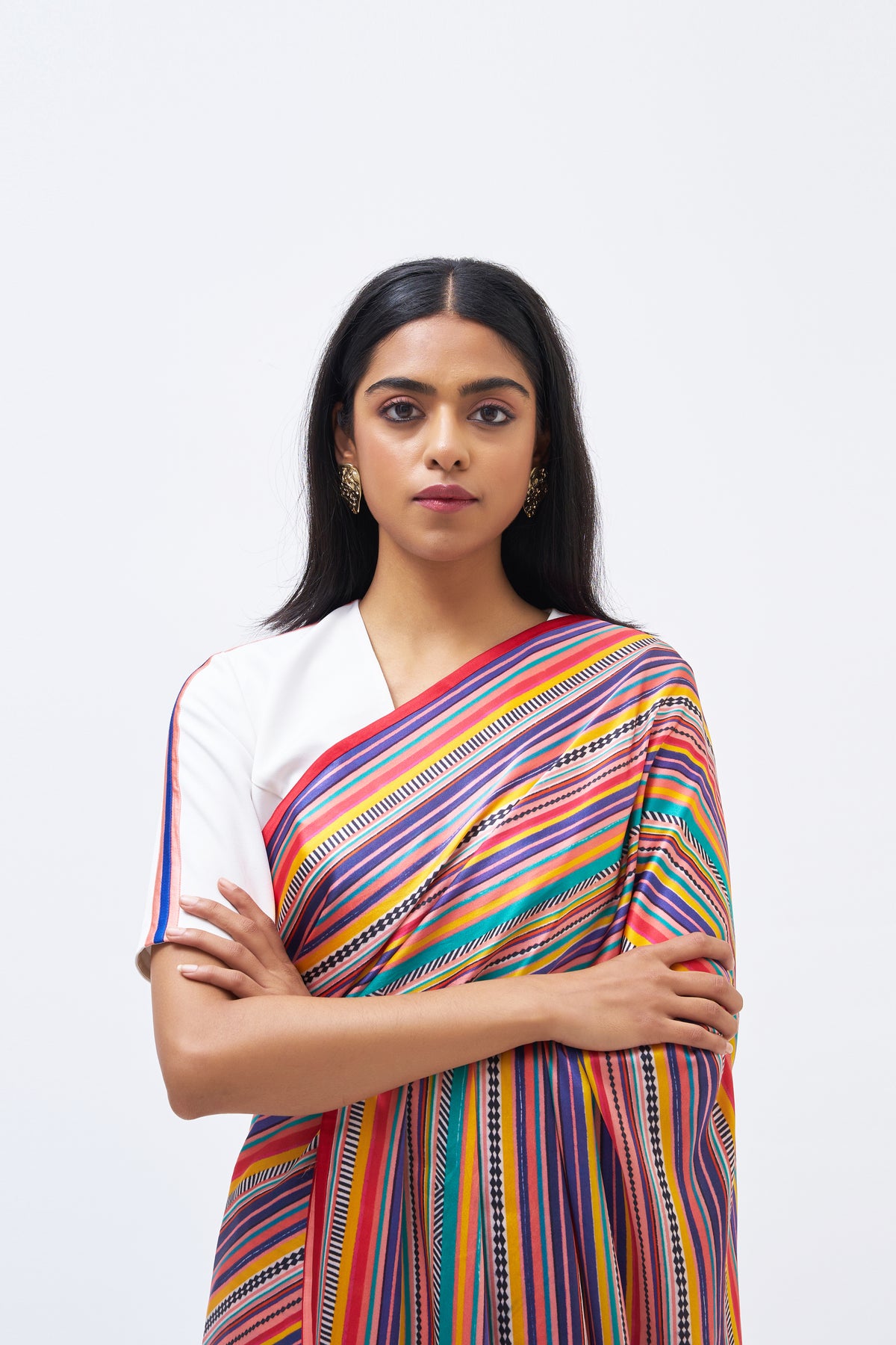 Charley Stripe Technicolour Silk Saree