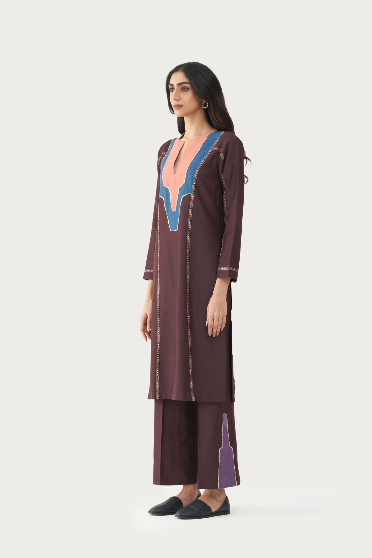 Amara mud brown kurta pant set