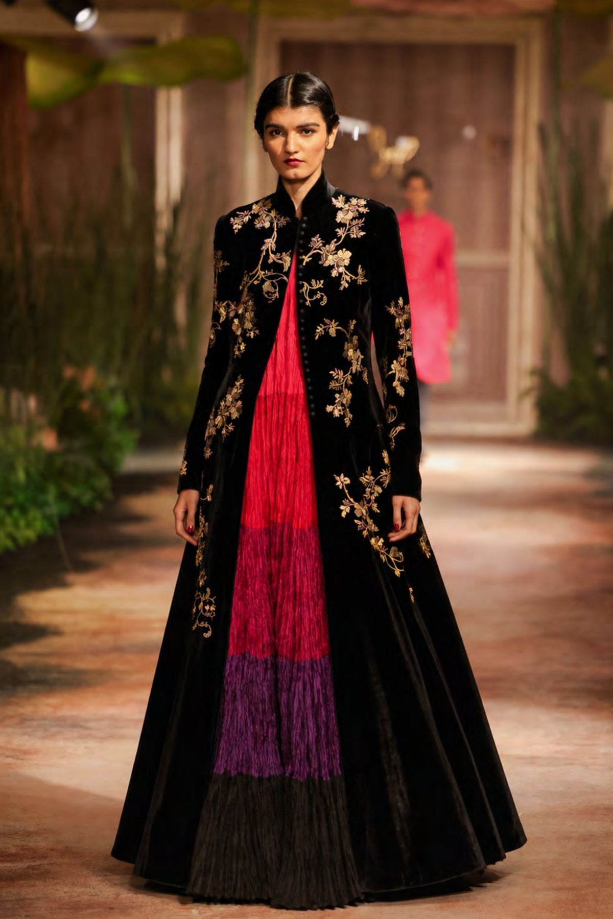Velvet Embroidered Long Jacket
