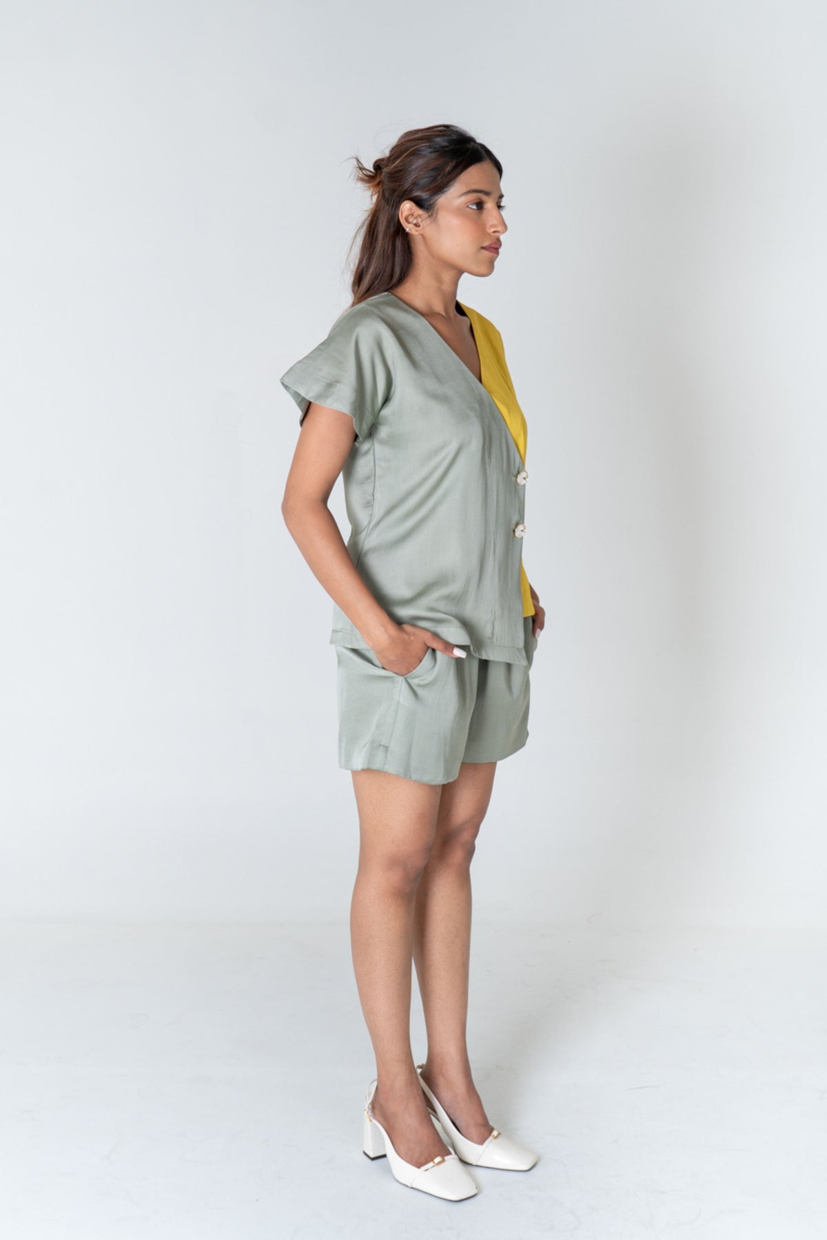 Green-yellow Short Co-ord Set