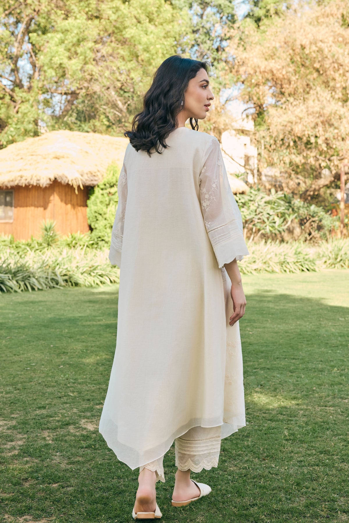 Ecru Embroidered Kurta