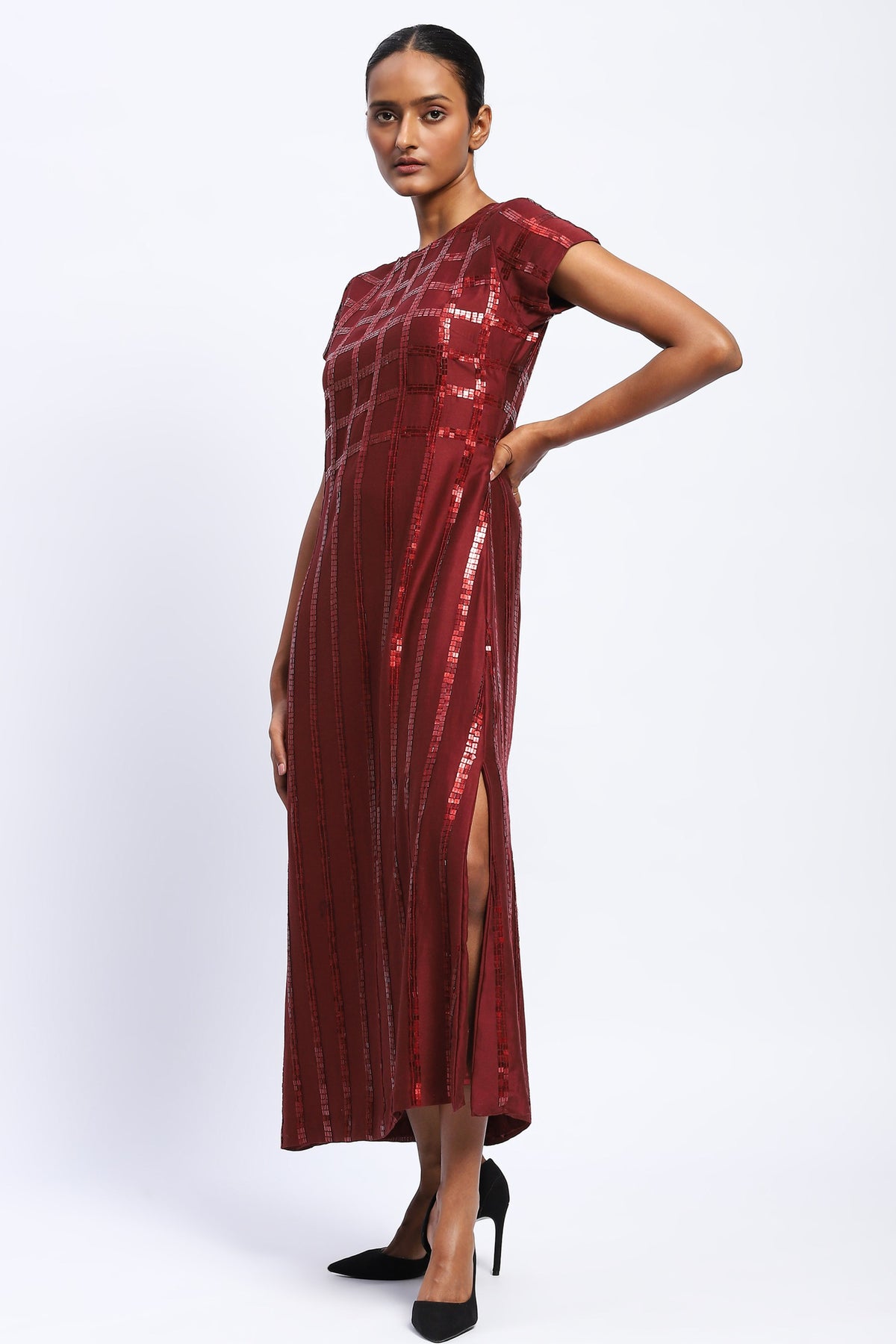 Sequin Windowpane Dress