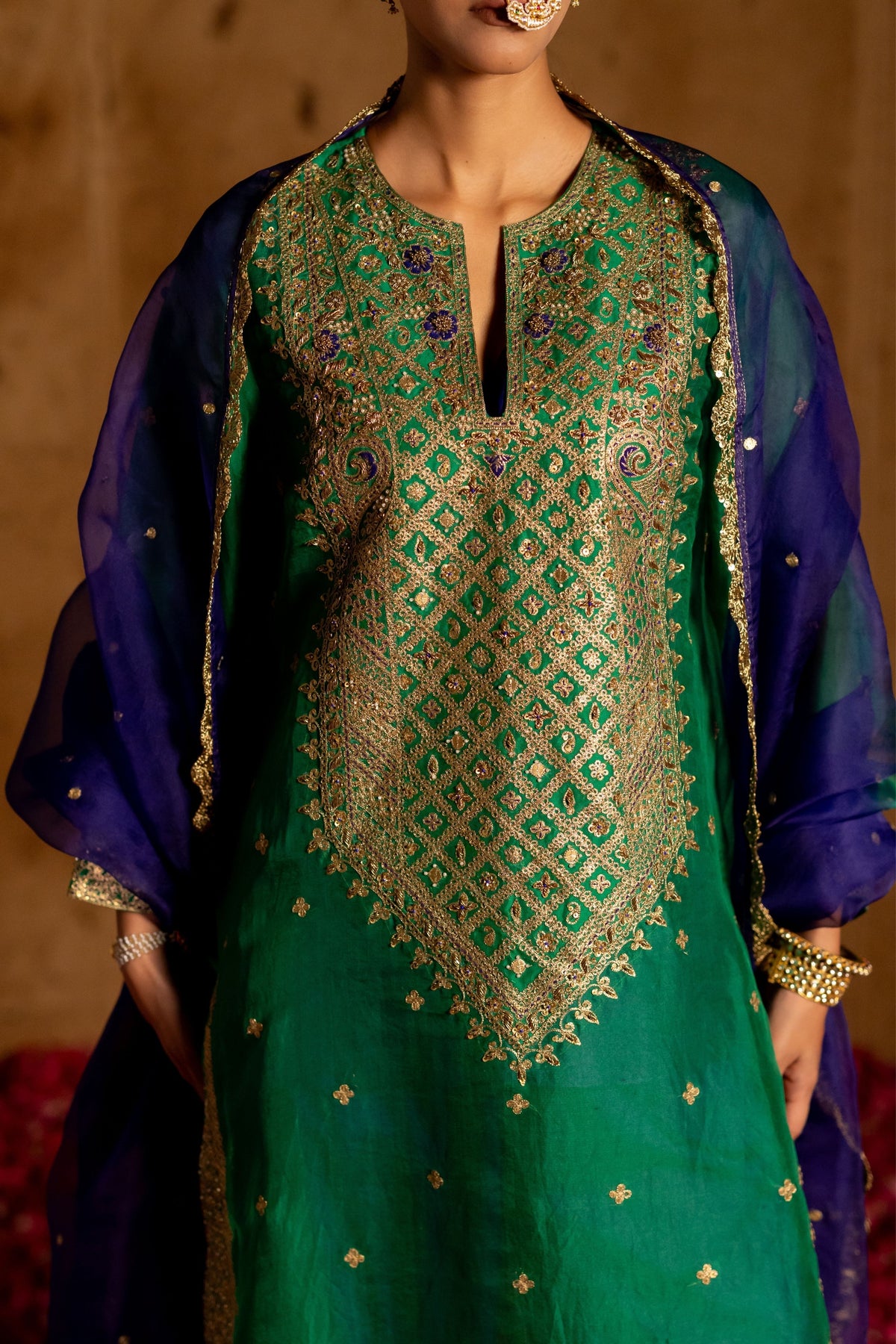 Emerald Organza Patola Set