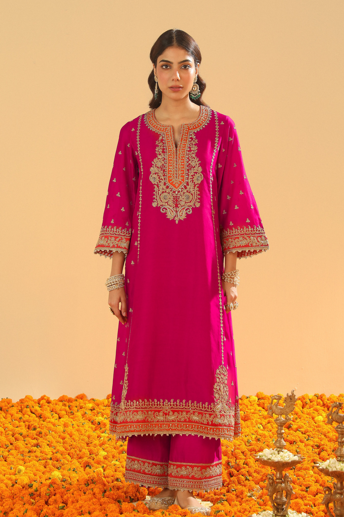 Hot Pink A-line Kurta Set