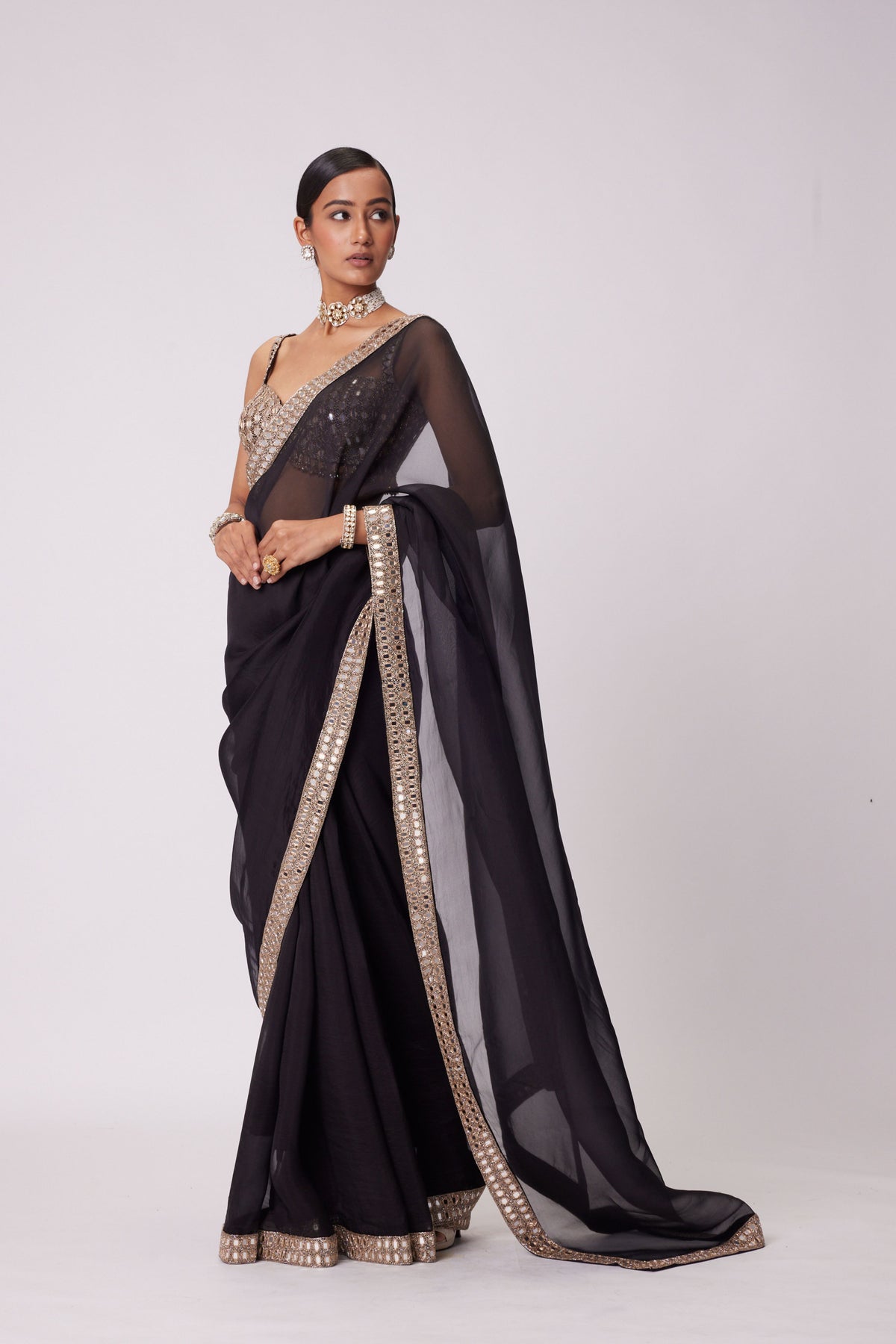 Black Saree Set
