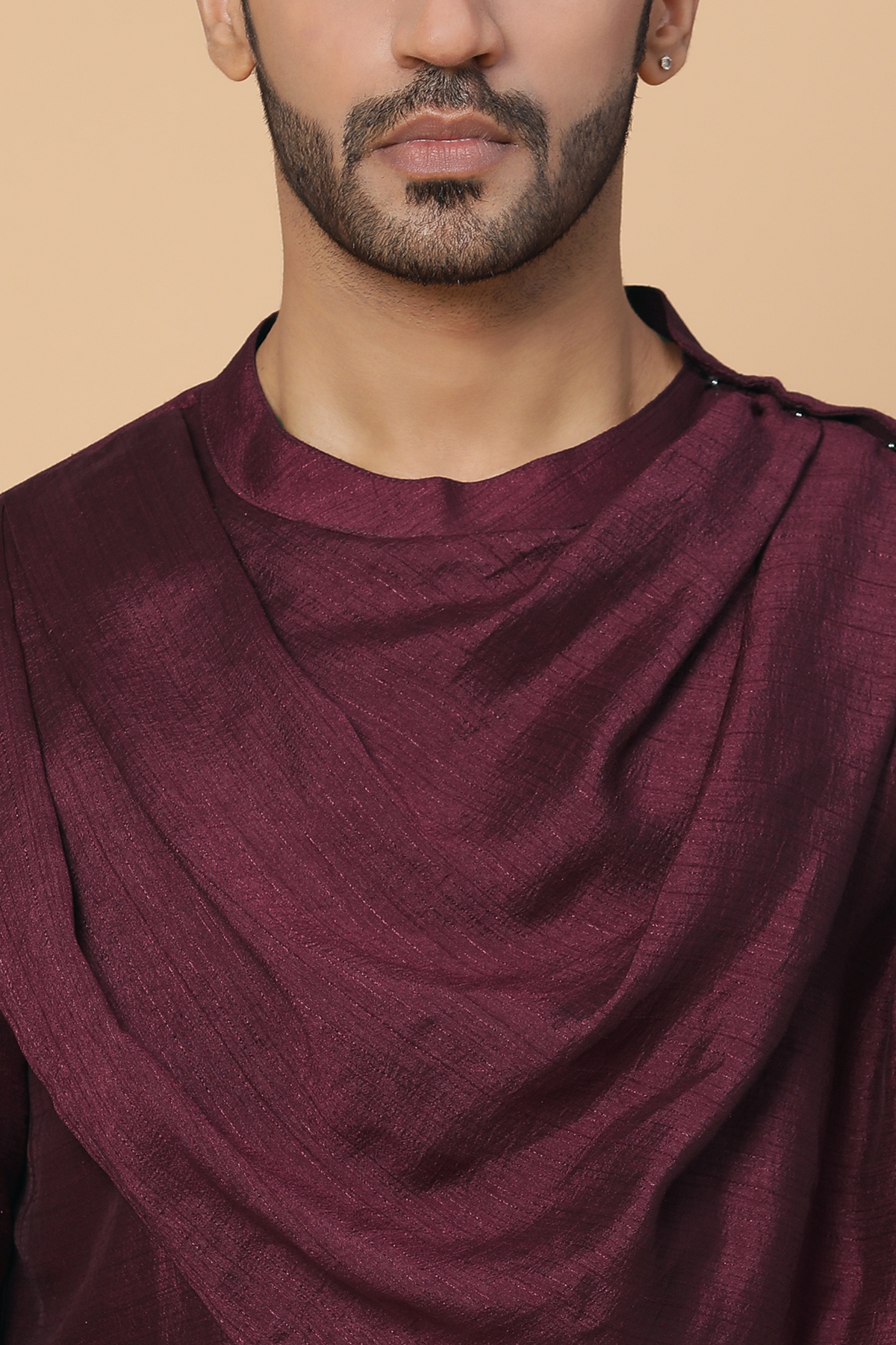 Maroon cowl neck kurta