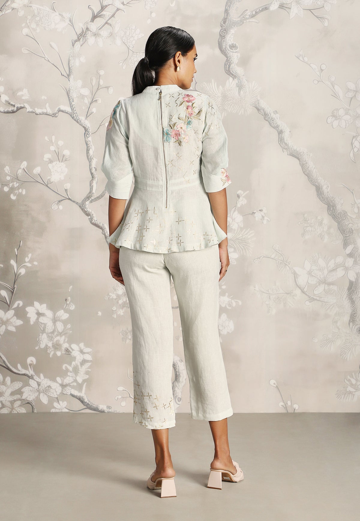Bonny Corsage Peplum Top and Pant Set