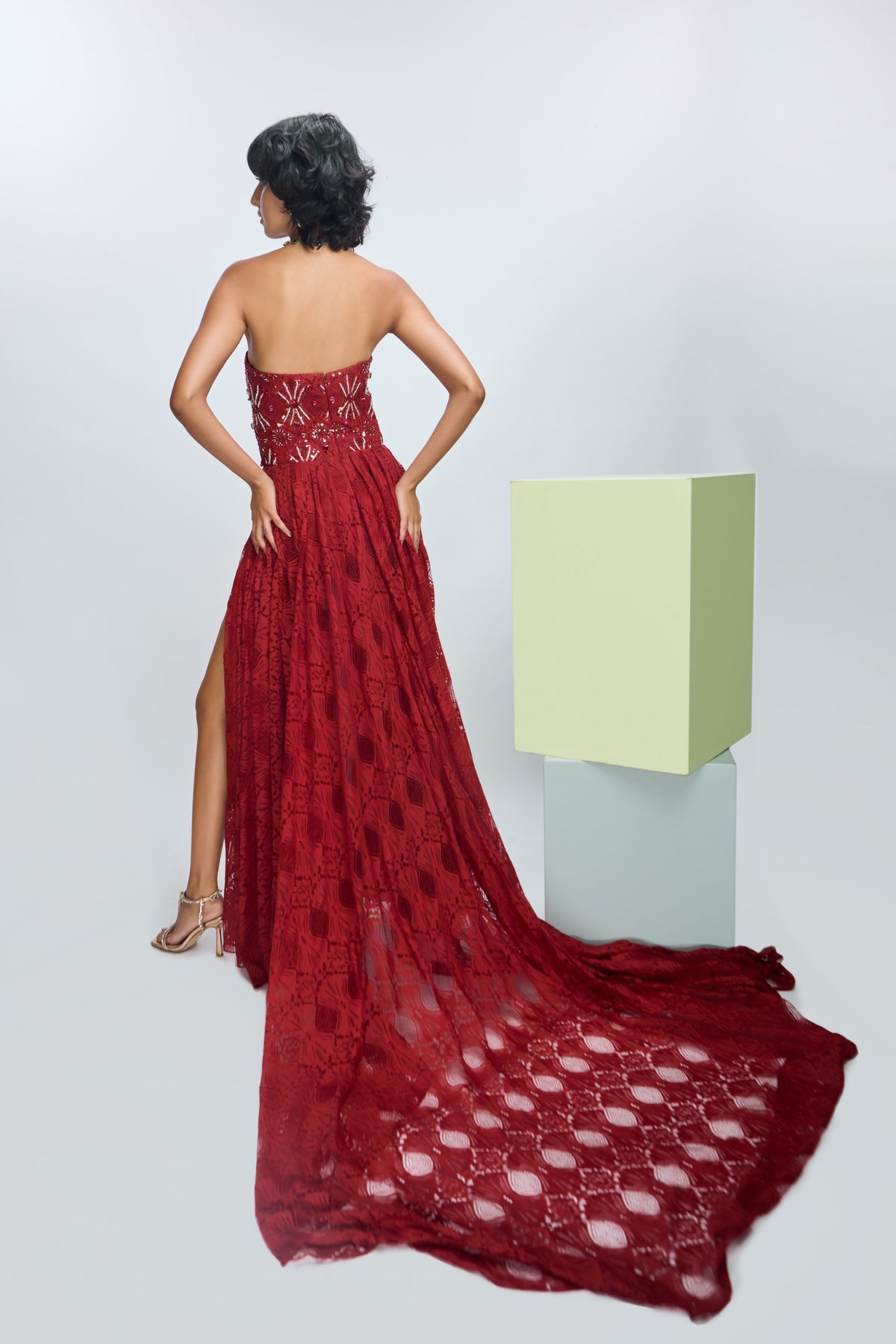 Intense Rust Hand Embroidere Dress