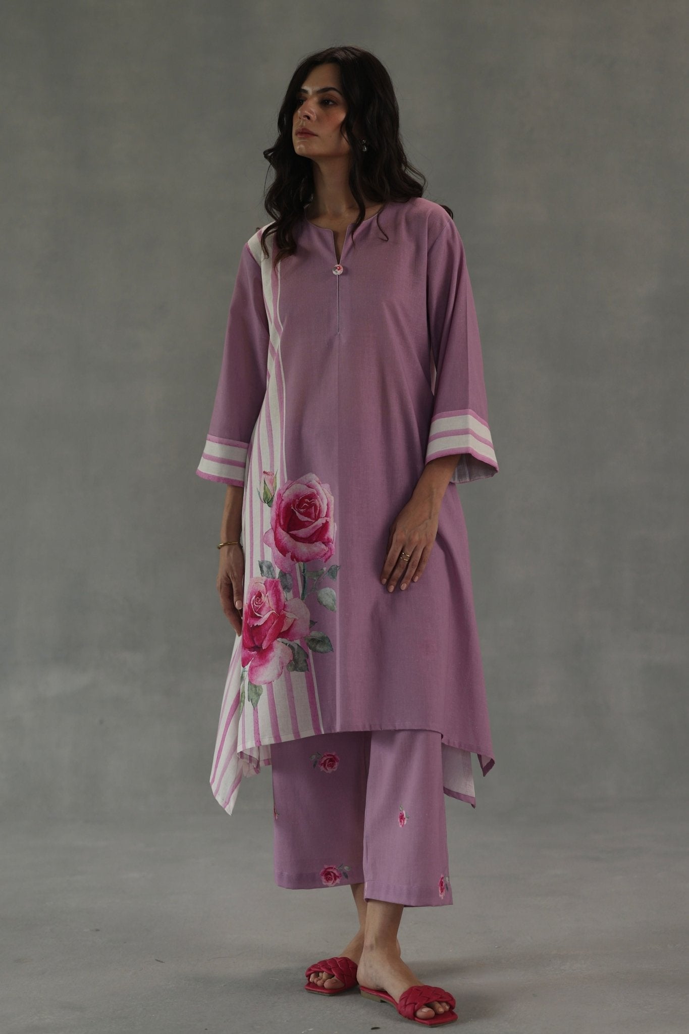 Pink Mirage Kurta Set - Roza Pret - Elahe