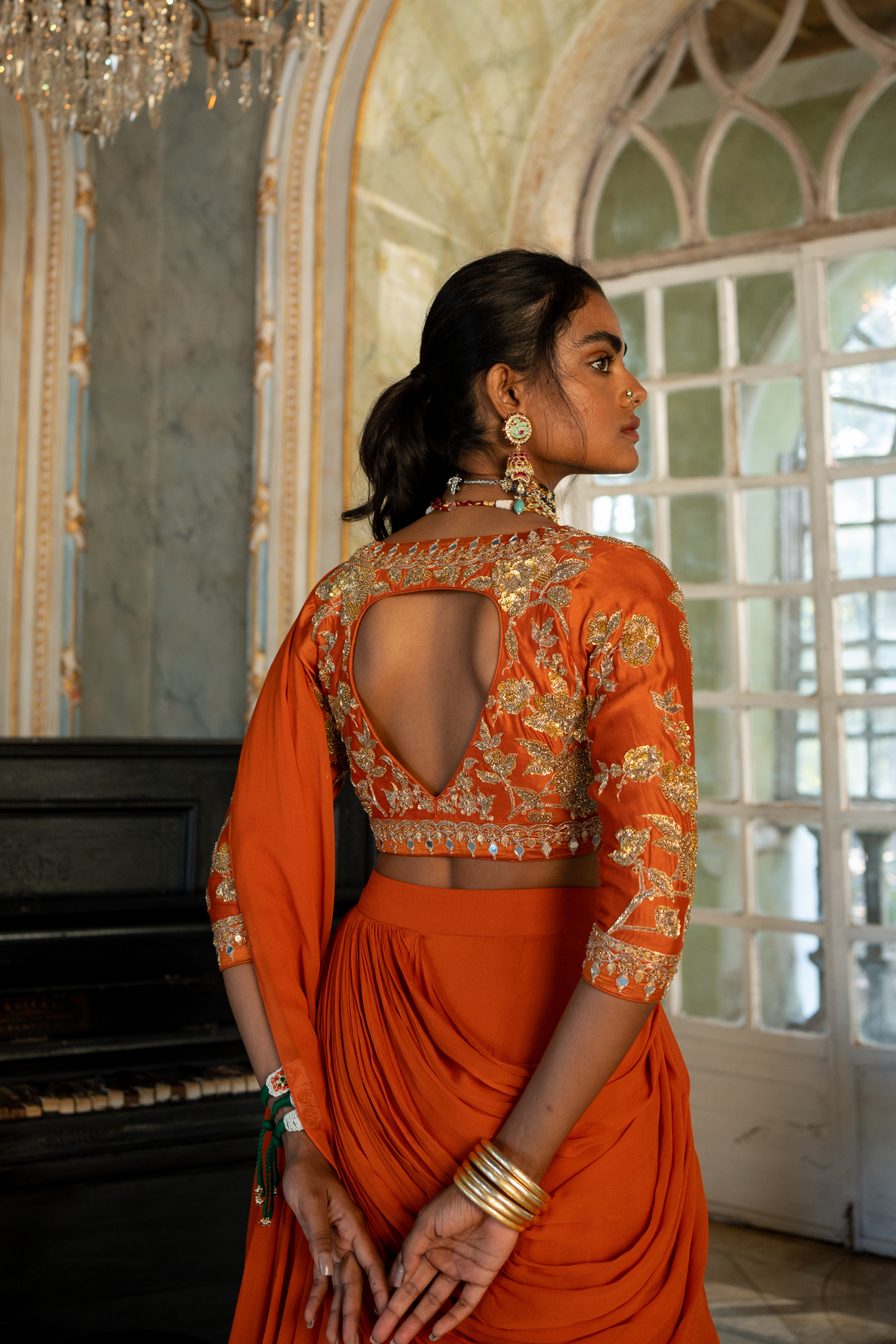 Burnt Orange Sari Set