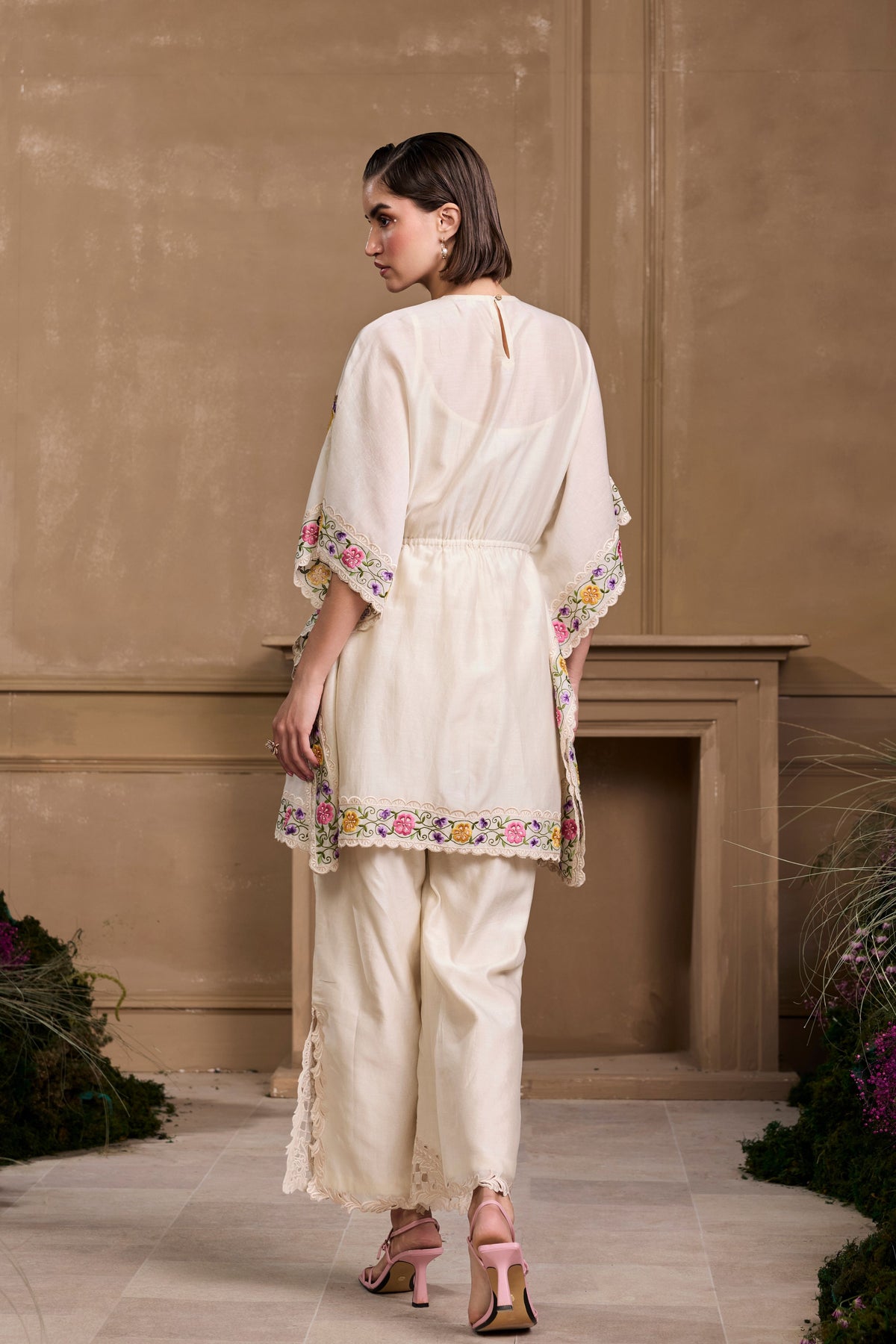 Ivory Panelled Cutwork Pant
