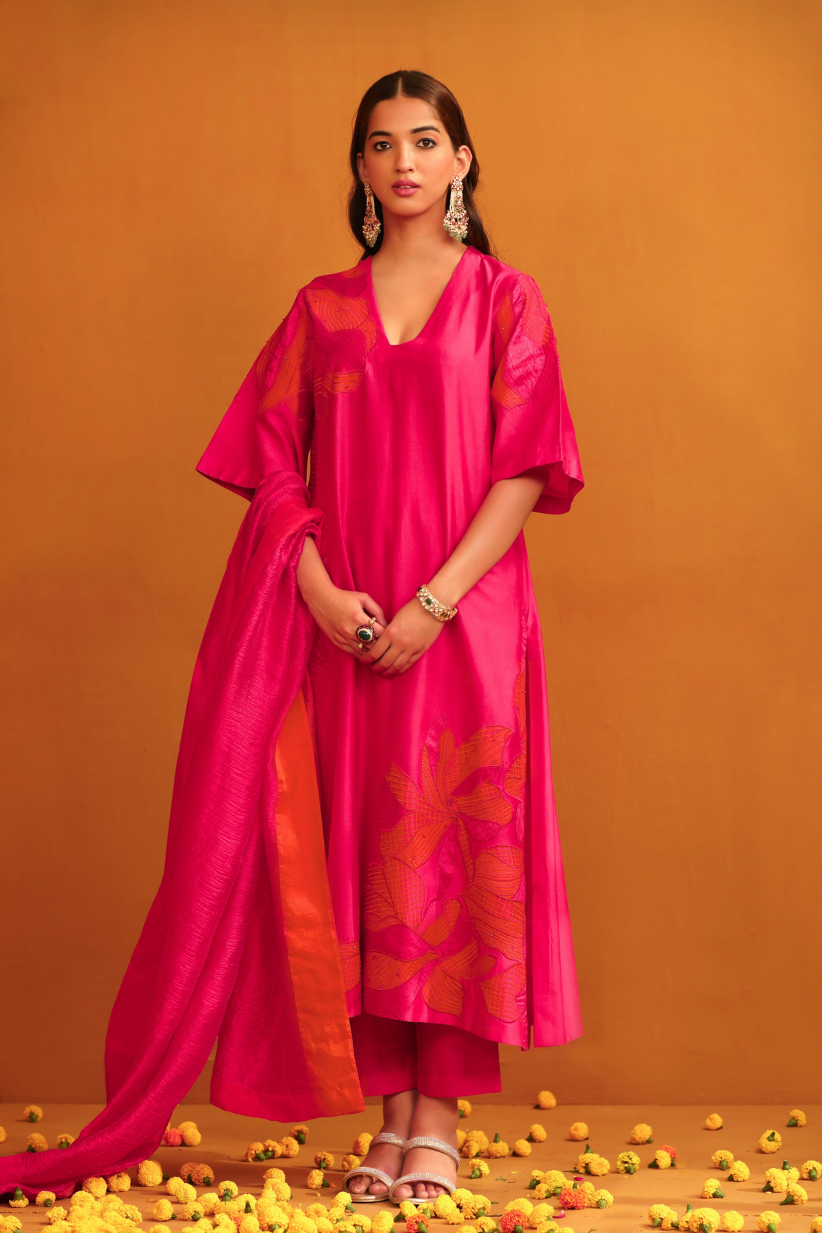 Jasmine Applique Pink Suit Set