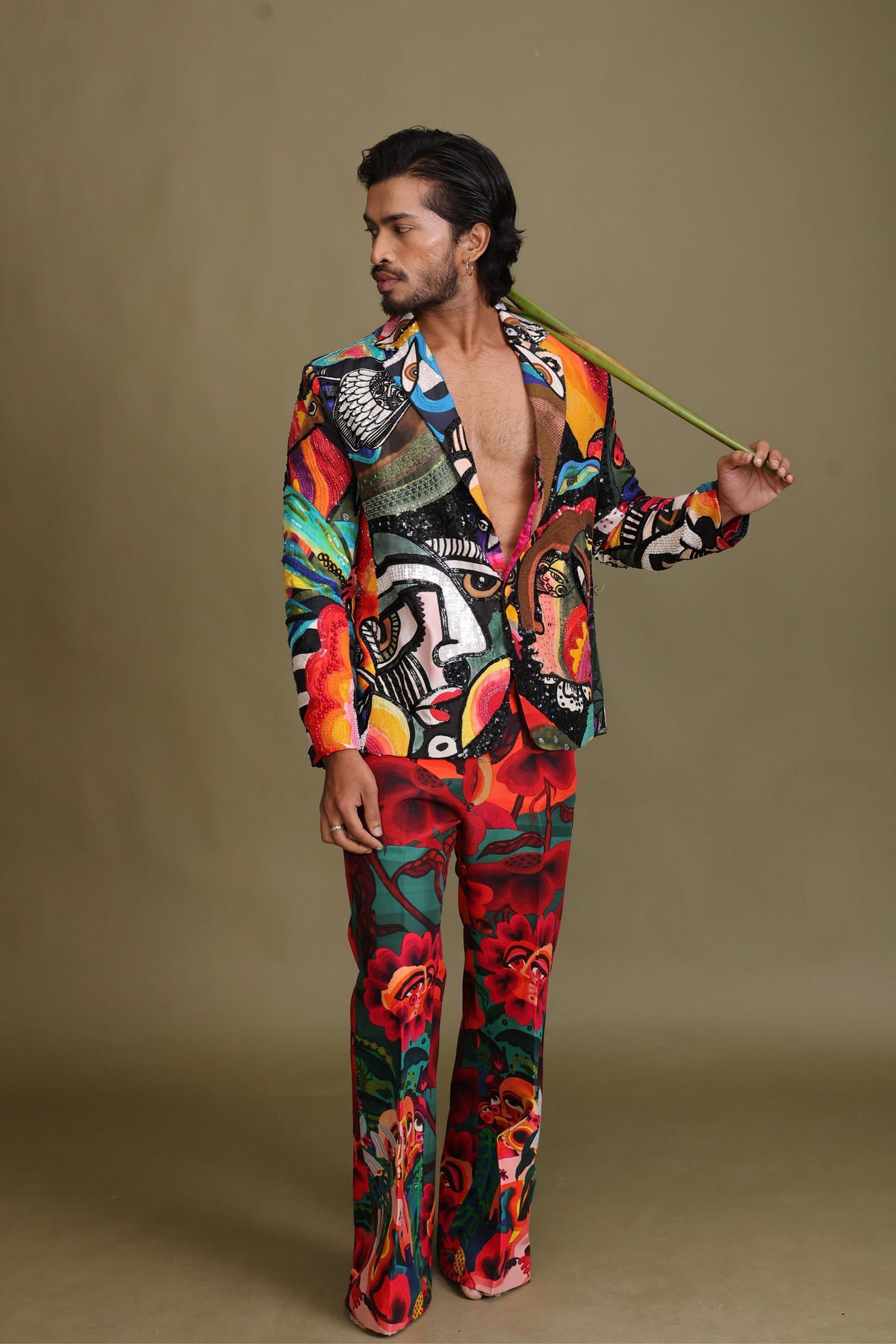 Starry Night Semi-Embroidered Blazer