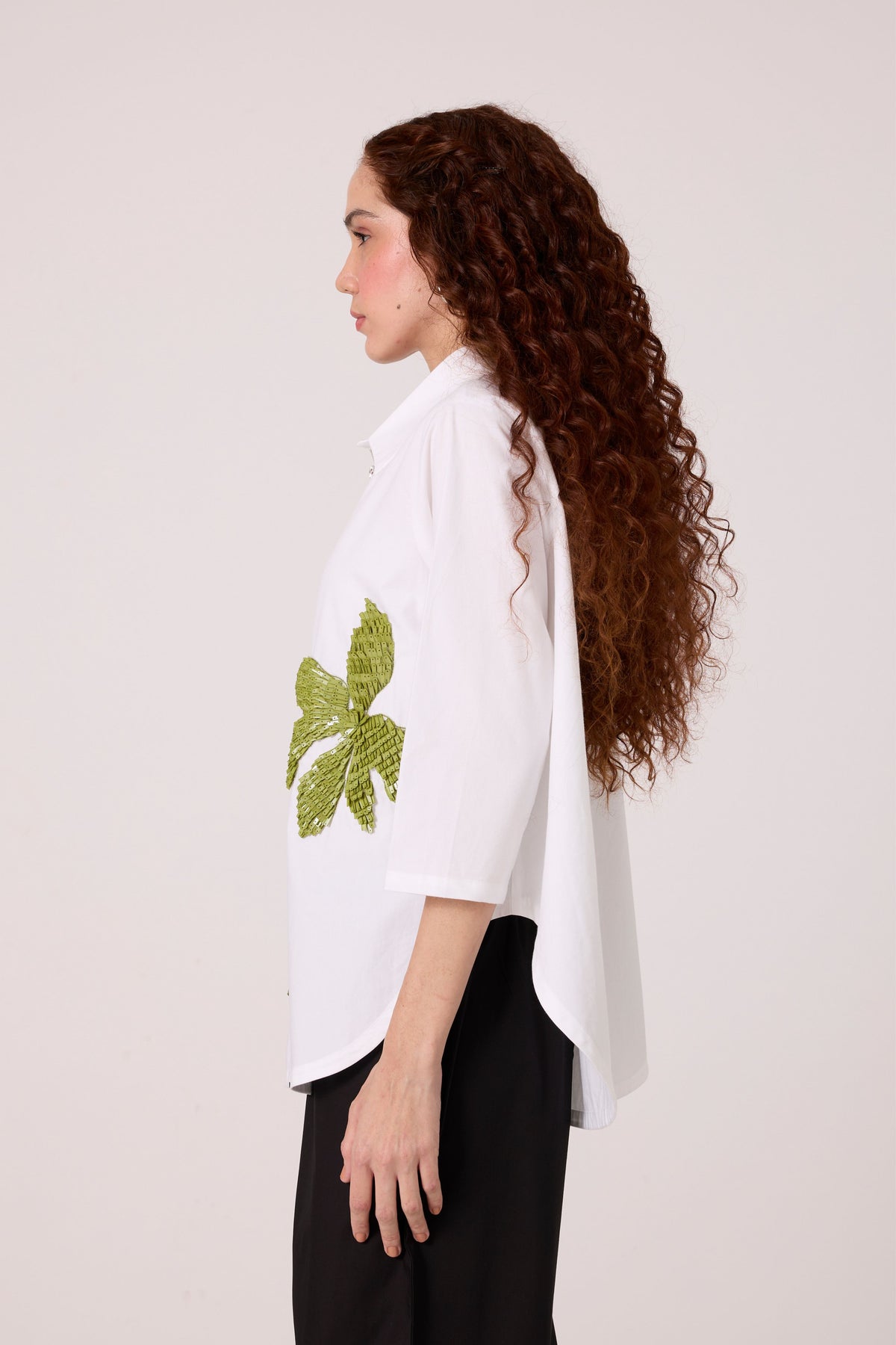 Agnes Applique Matcha Green Shirt