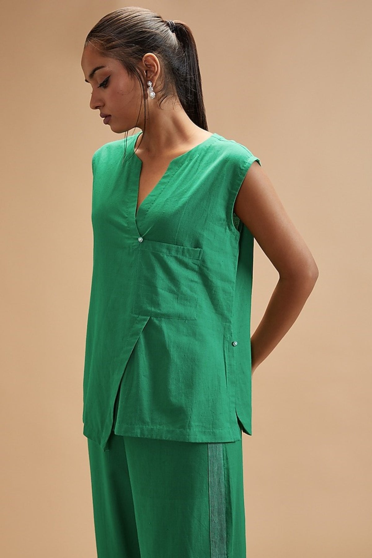Clara Green Assymetrical Shirt