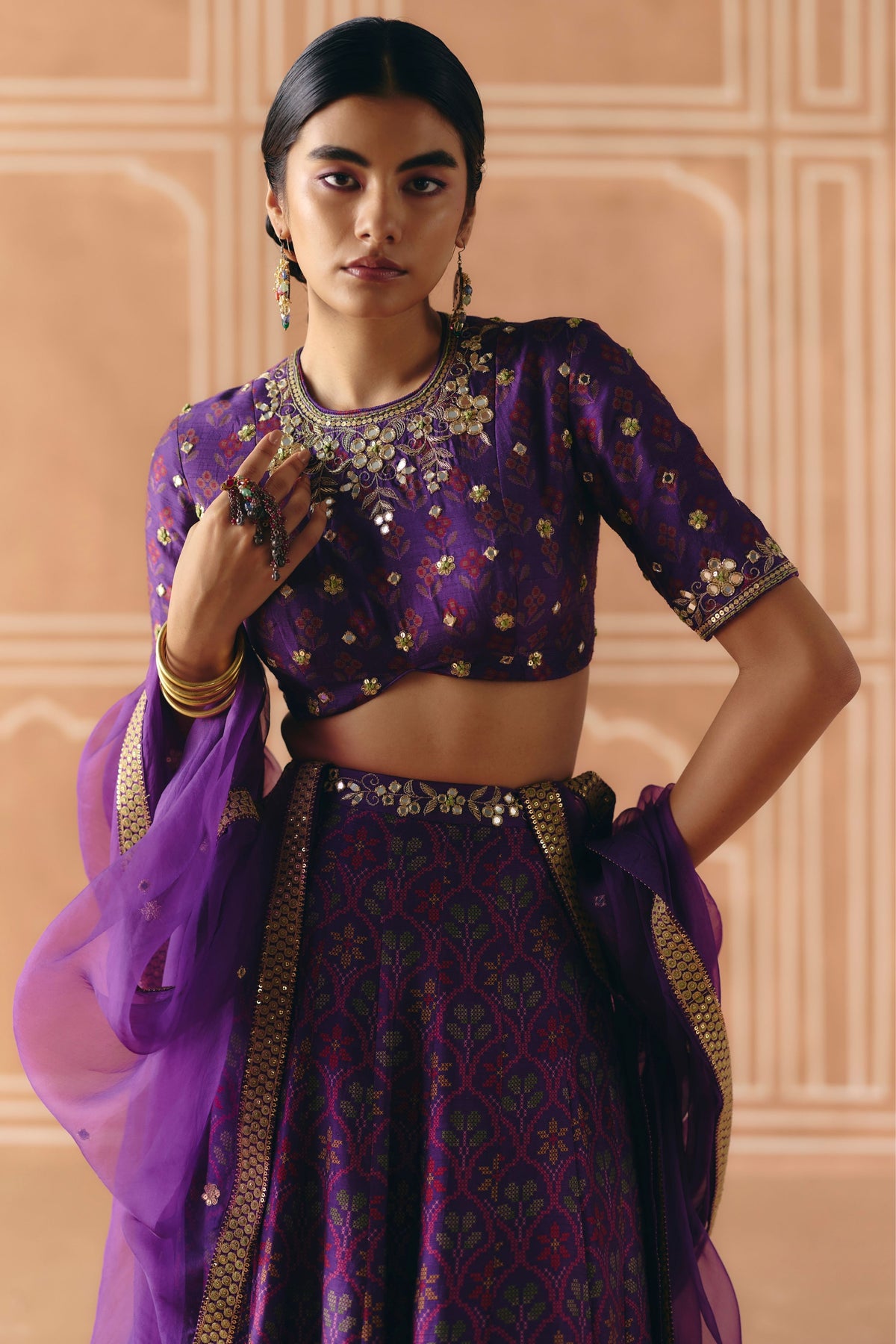 Imperial Violet Panel Lehenga
