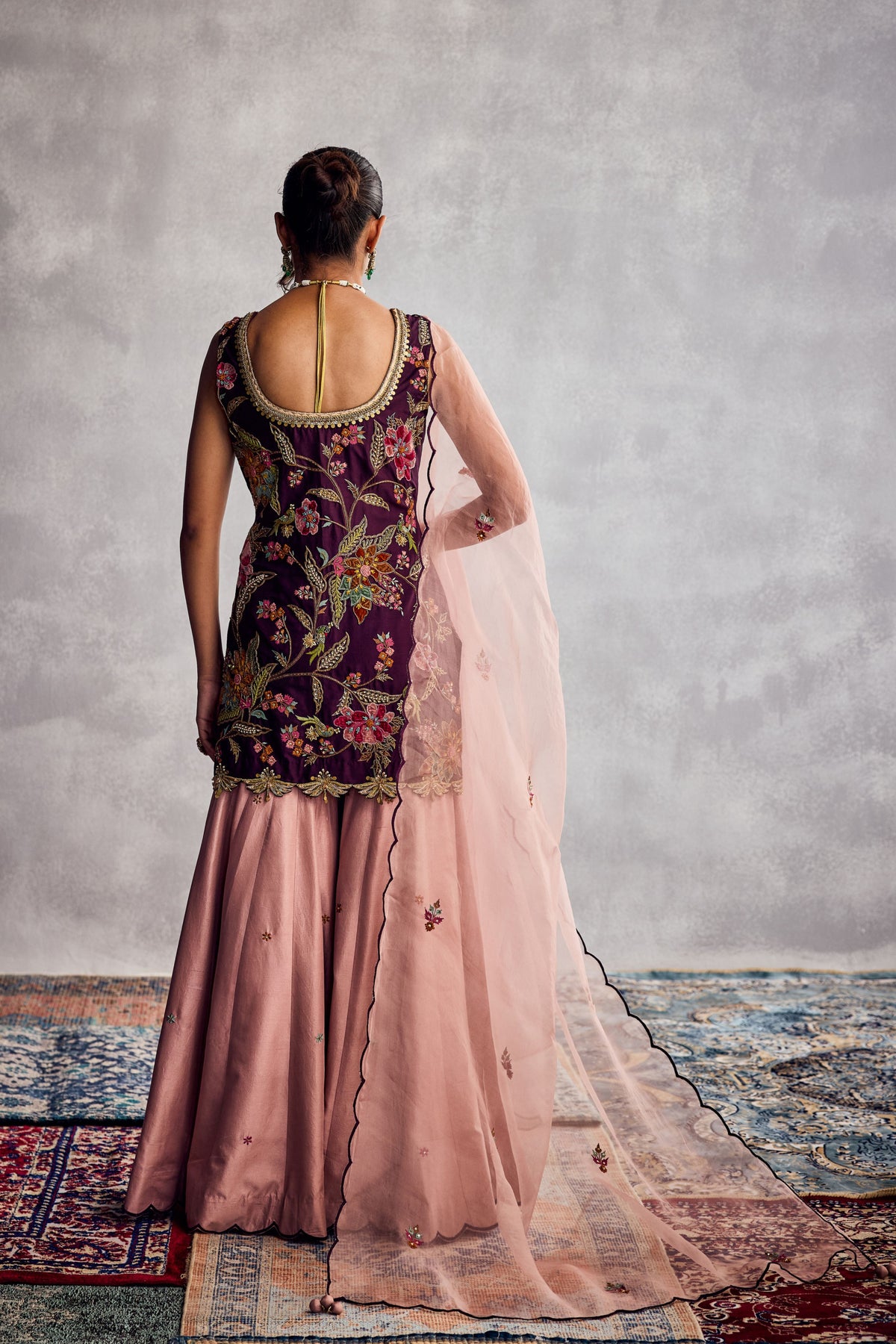 Dark Purple Sharara Set