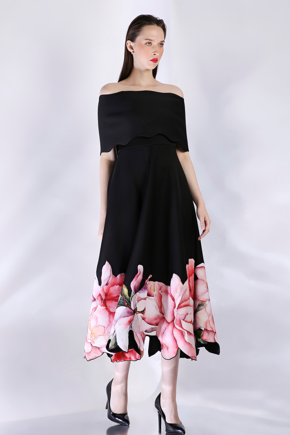 Premium Black Printed Dress