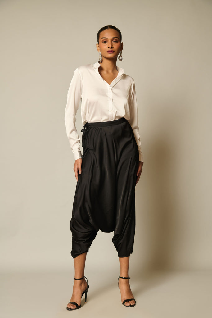 Siddartha Tytler - Checkmate Black Drape Pants - Elahe