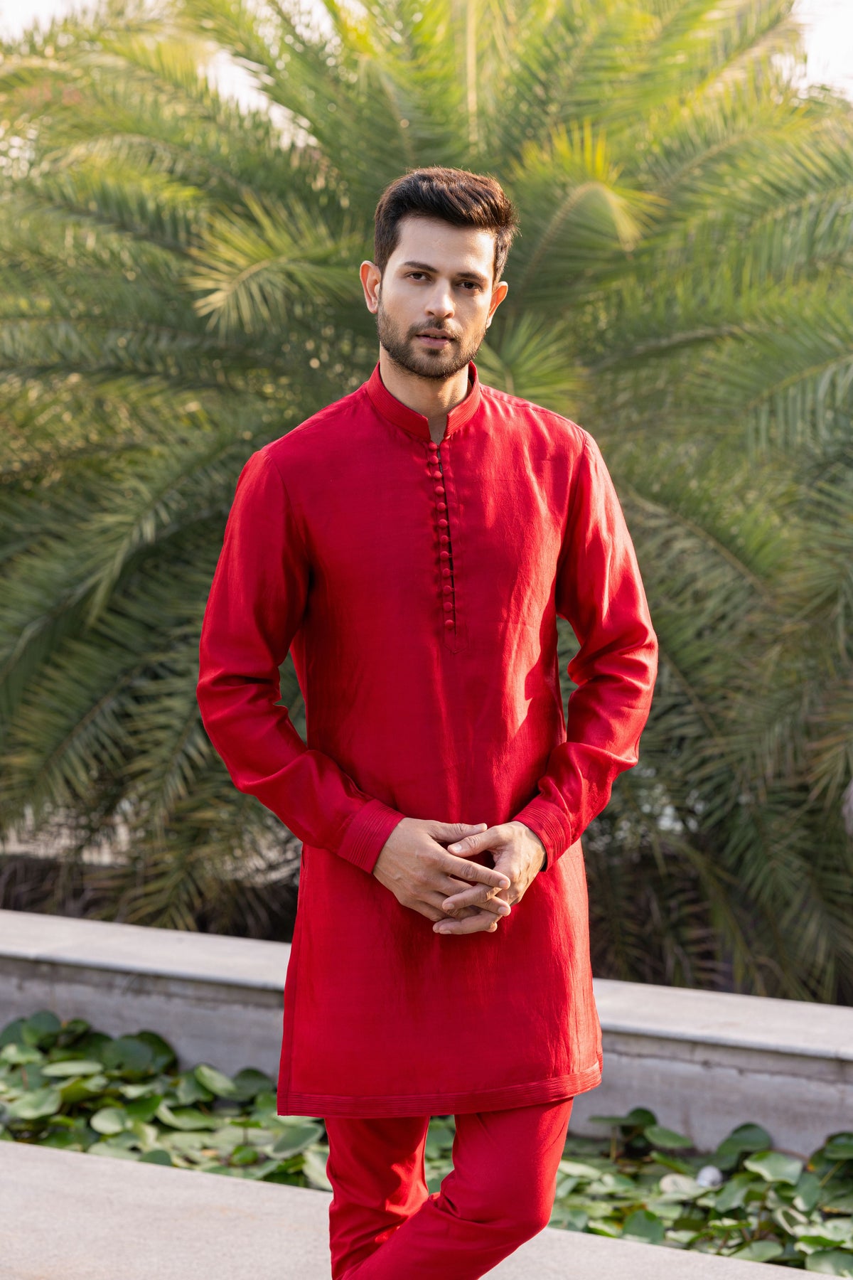 Red Embroidered Bandi Set