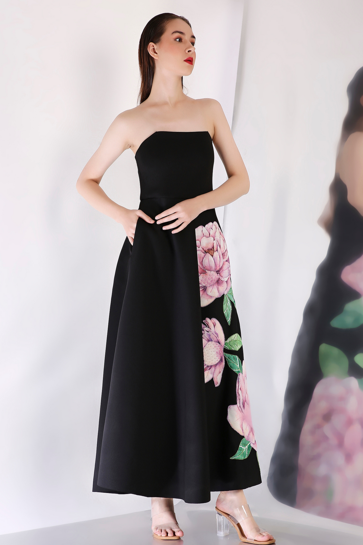 Black Nyra Embroidered Dress