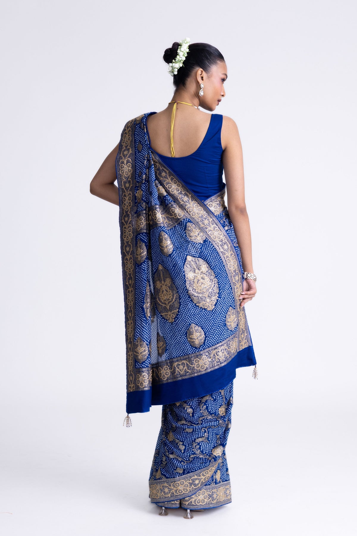 Blue Banarasi Bandhani Saree