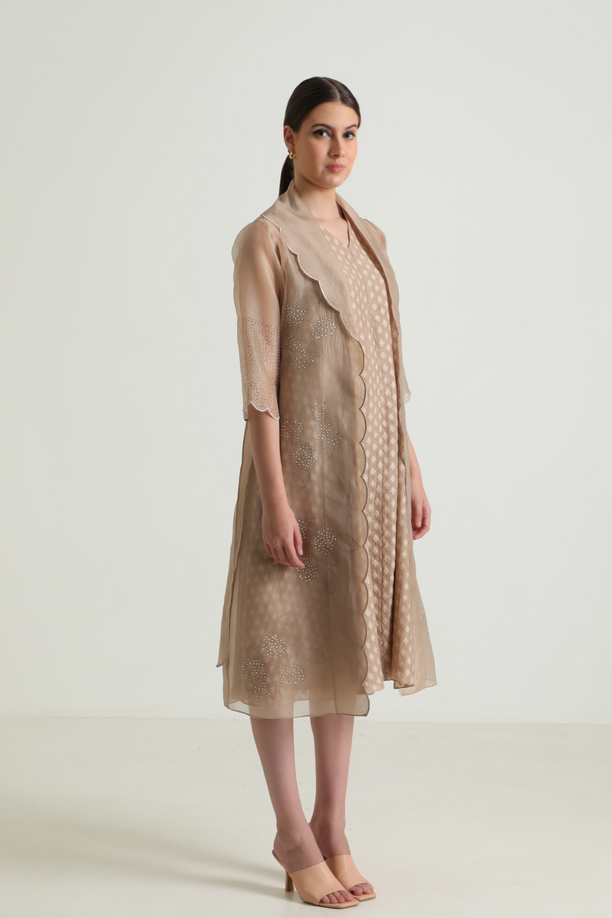 Beige Jacket Dress Set