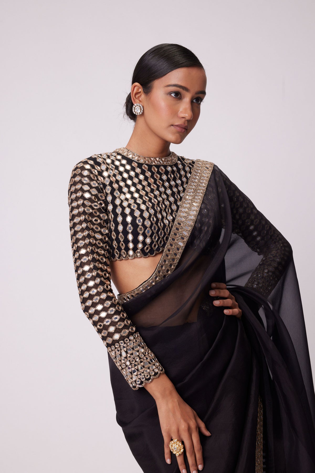 Black Saree Set