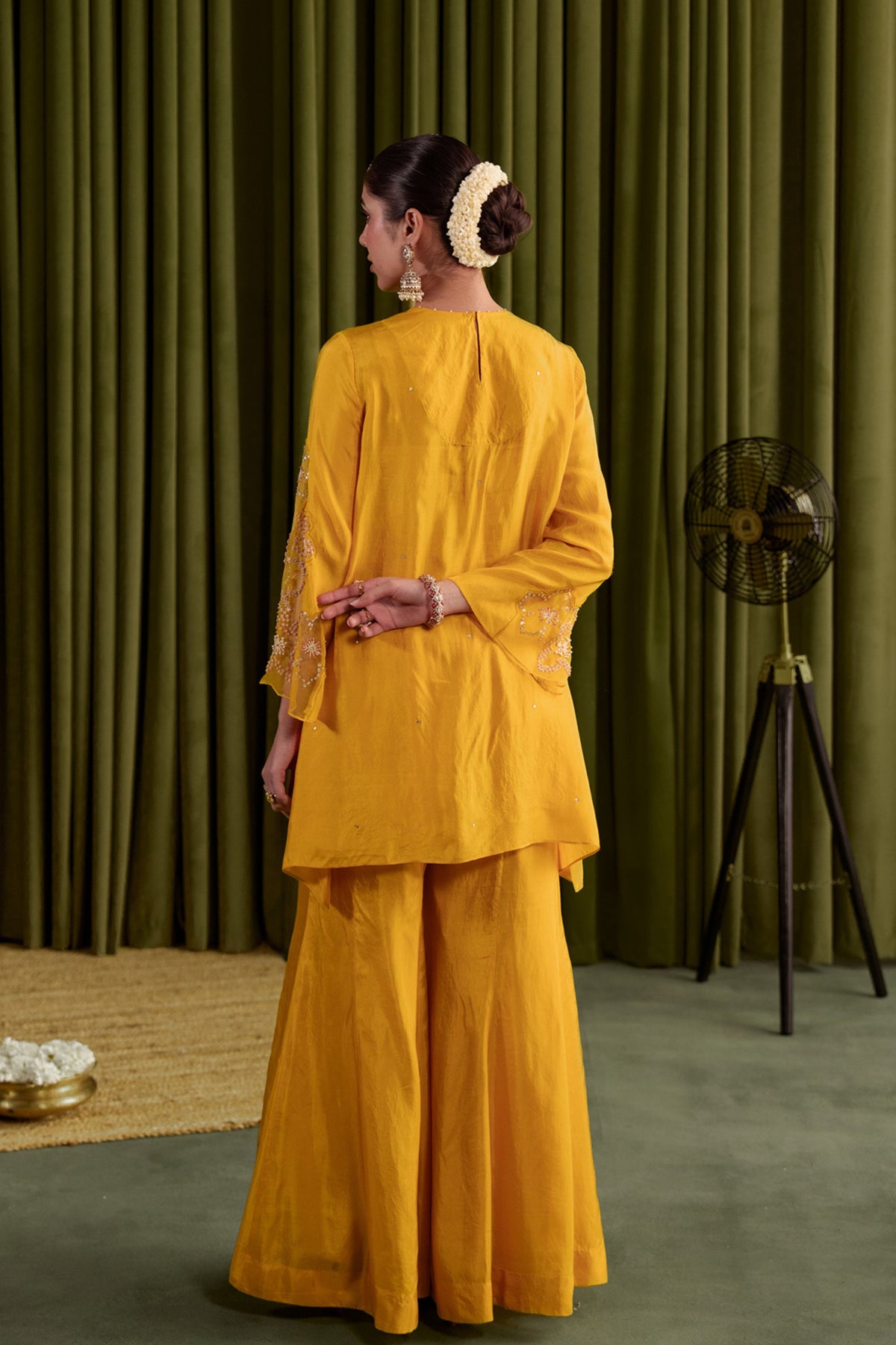 Golden Yellow Embroidered Kurta Set