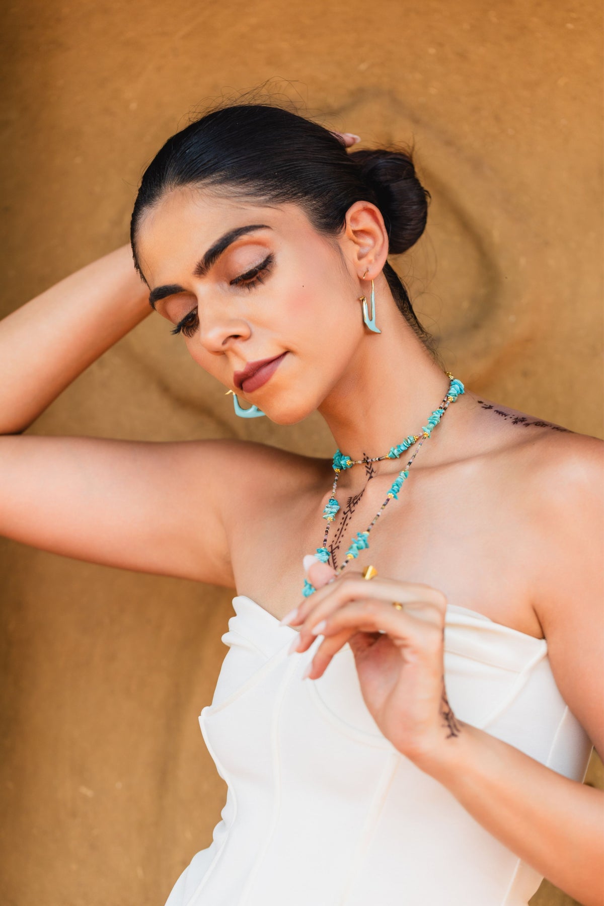 Turquoise Swan Hoops