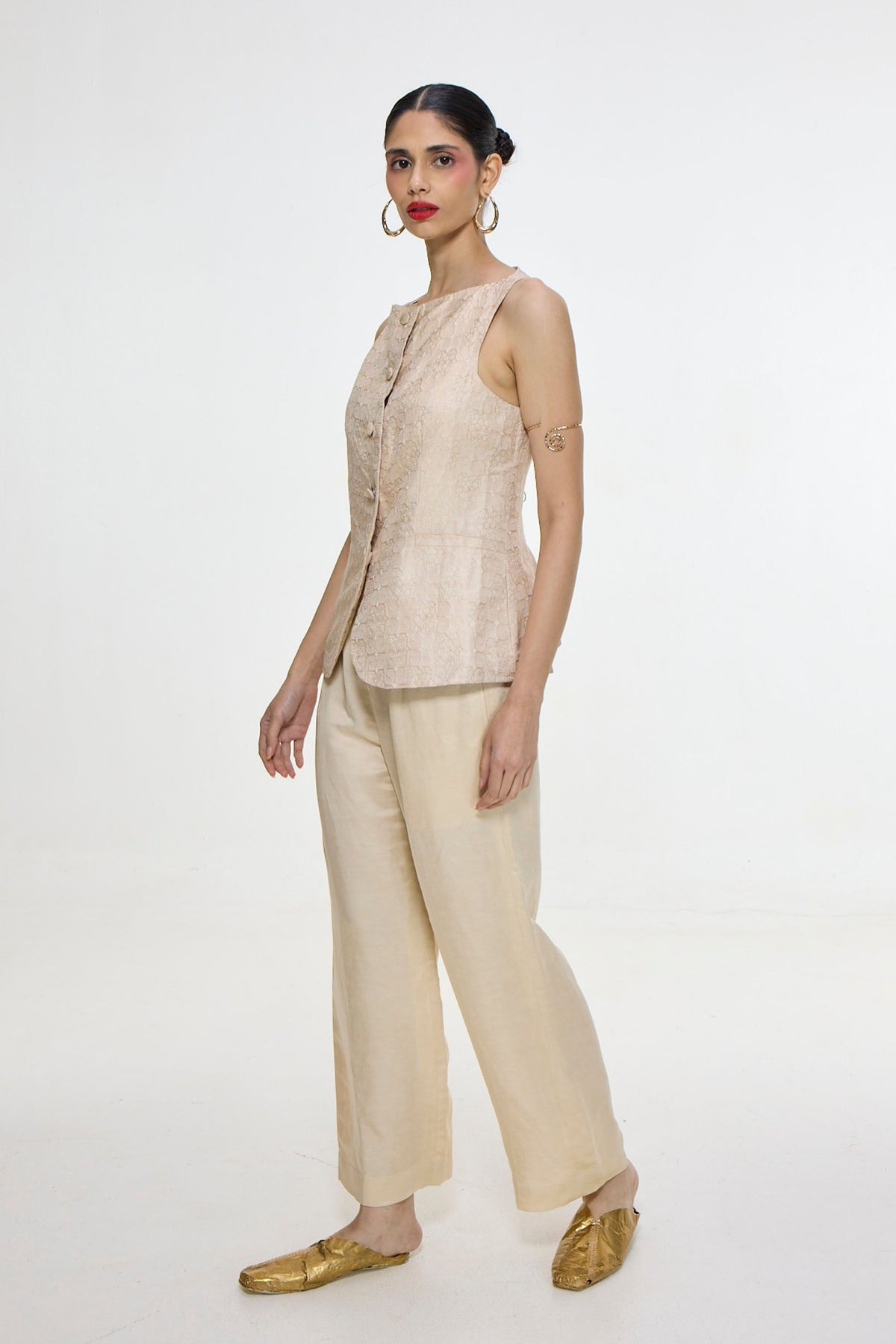 Handwoven Ivory Waistcoat Set