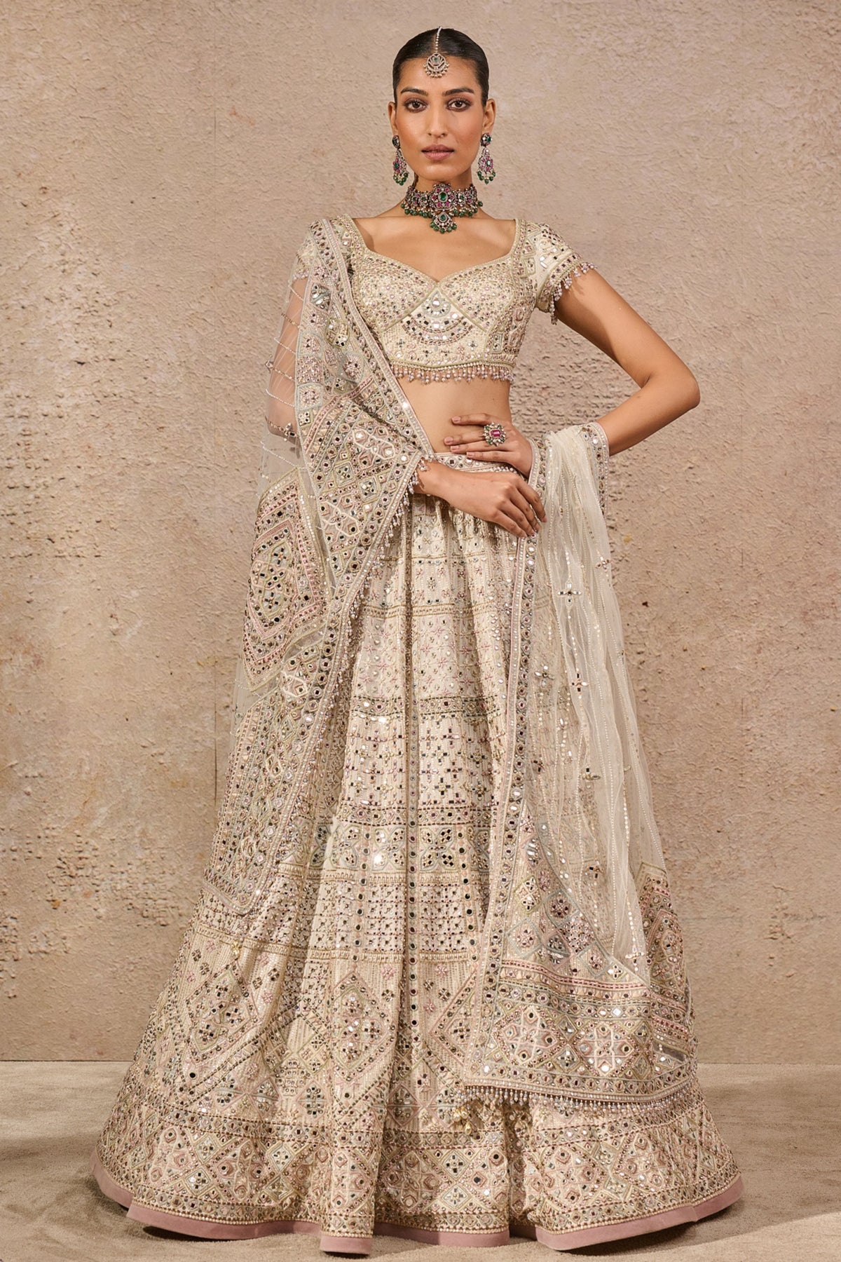 Ivory Hand Embroidered Lehenga Set