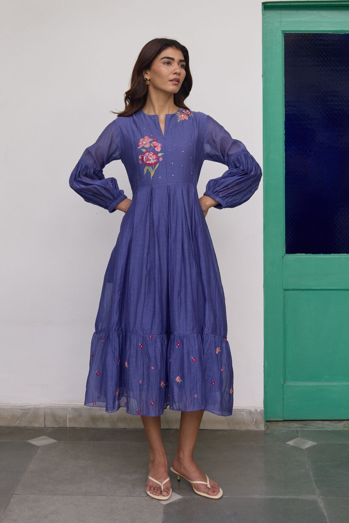 Blue Rosette Dress