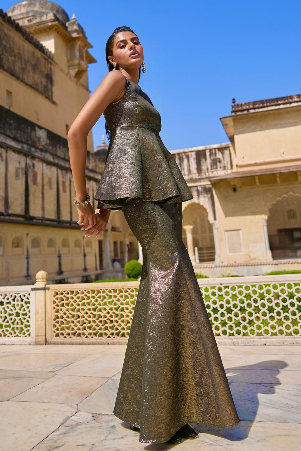 Metallic Skirt Set