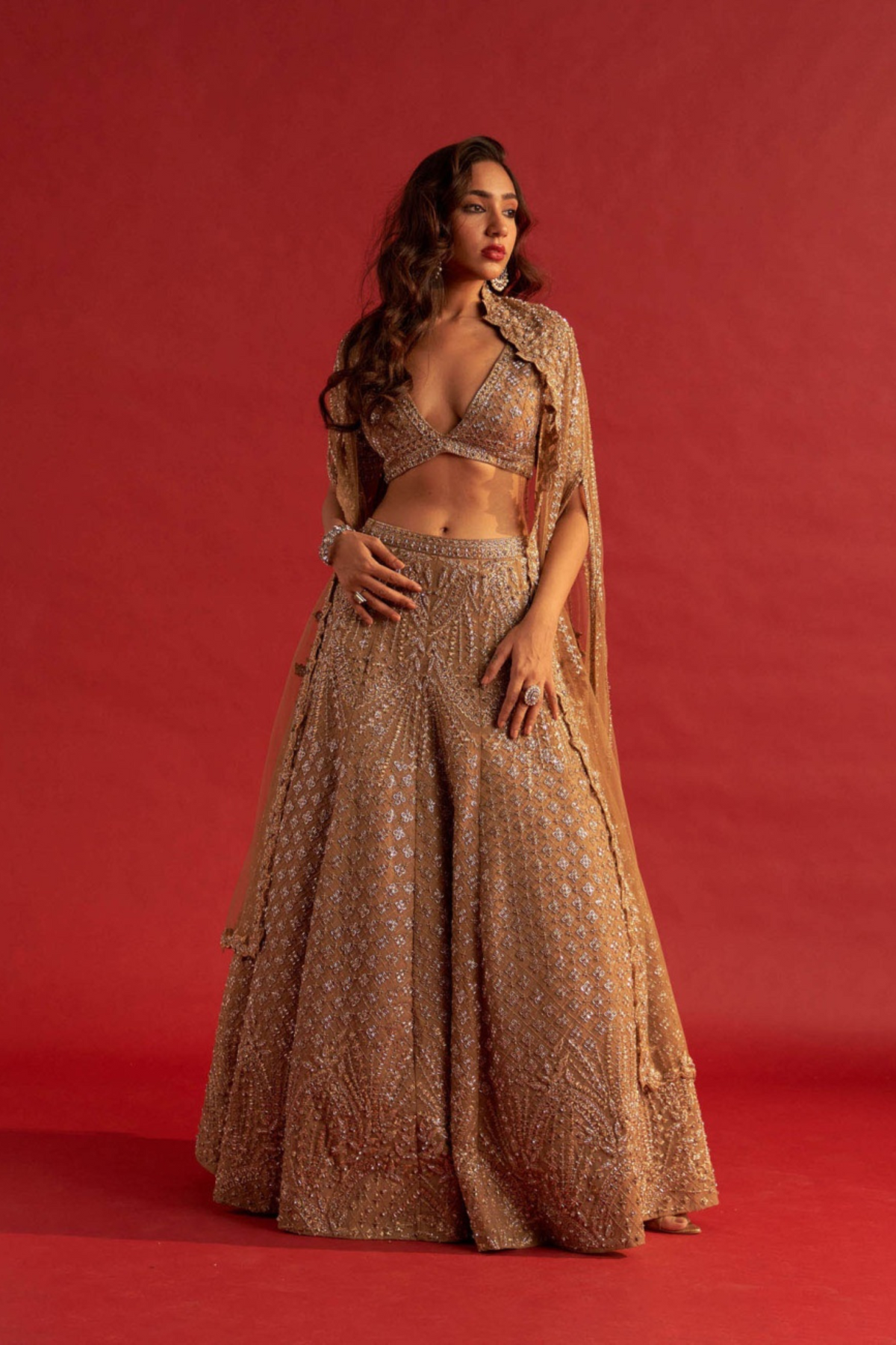 Caramel Gold Lehengas Set