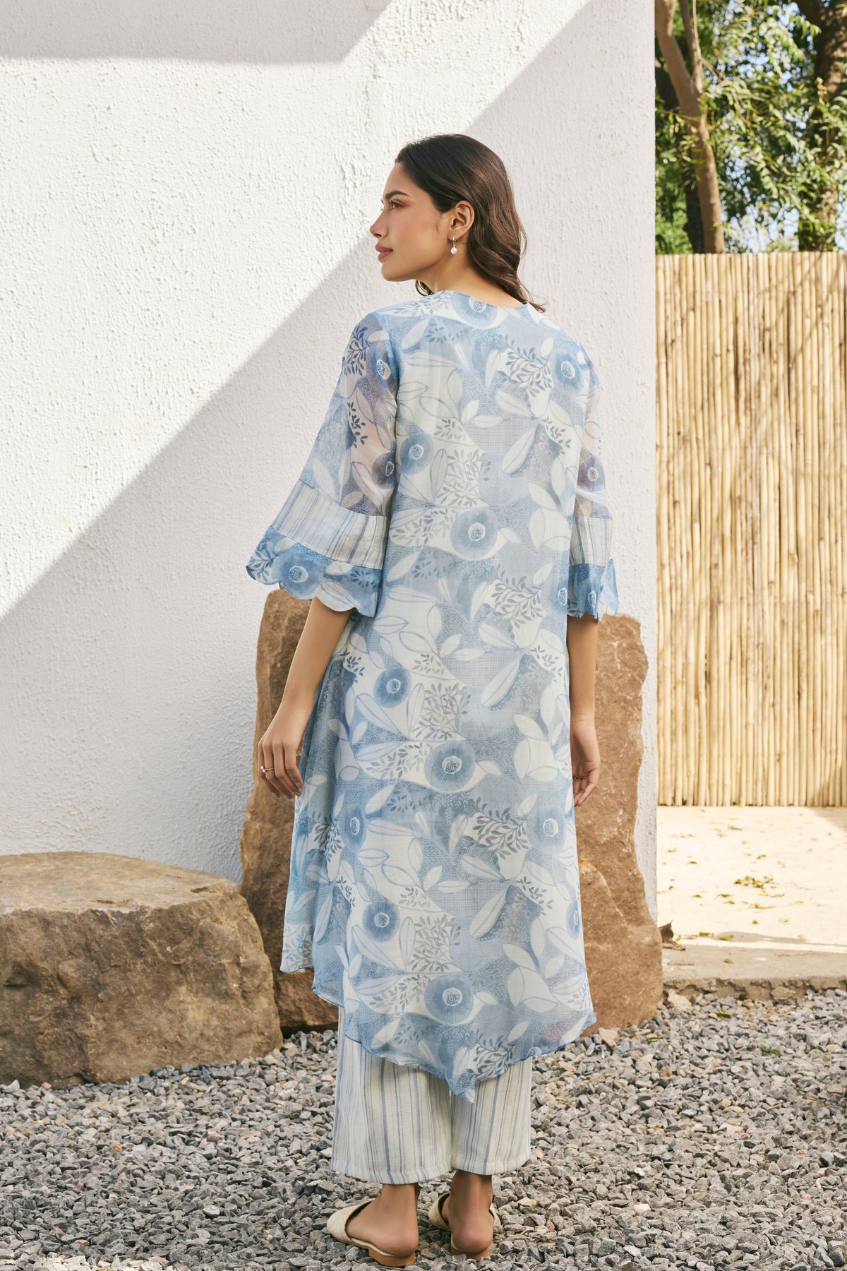 Powder Blue Pintuck Kurta