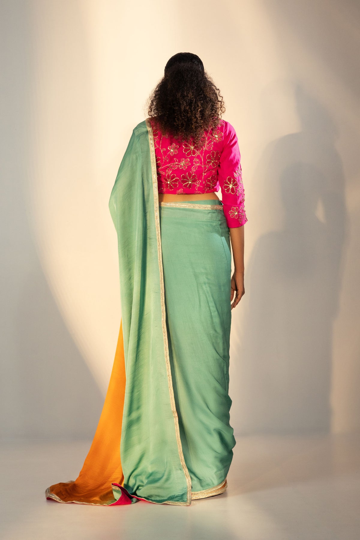 Ombre Saree with 3D Motifs