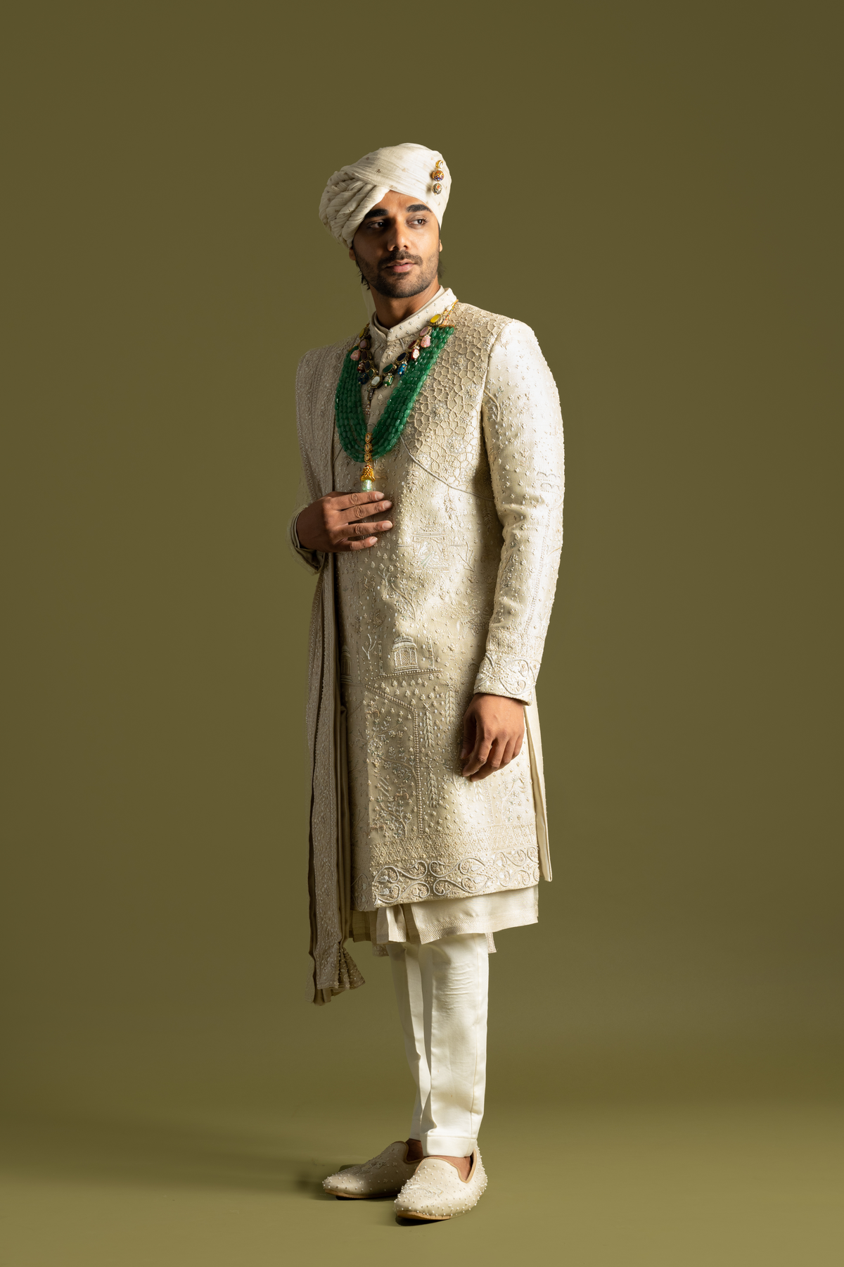 Beige Sherwani Set