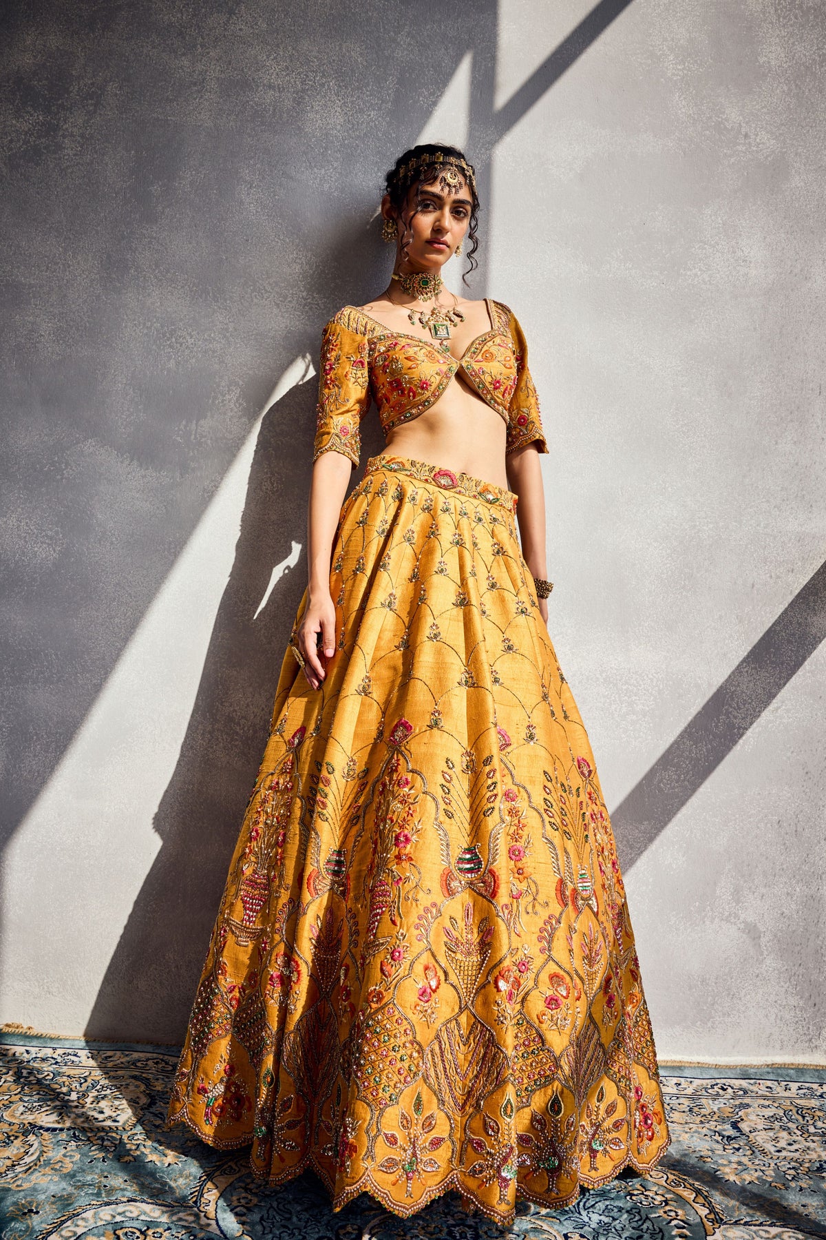 Marigold Embroidered Lehenga Set
