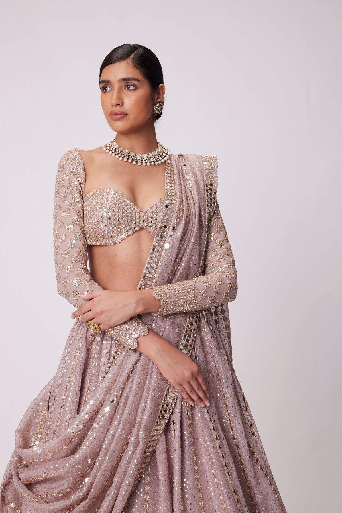Ash Pink Lehenga Set